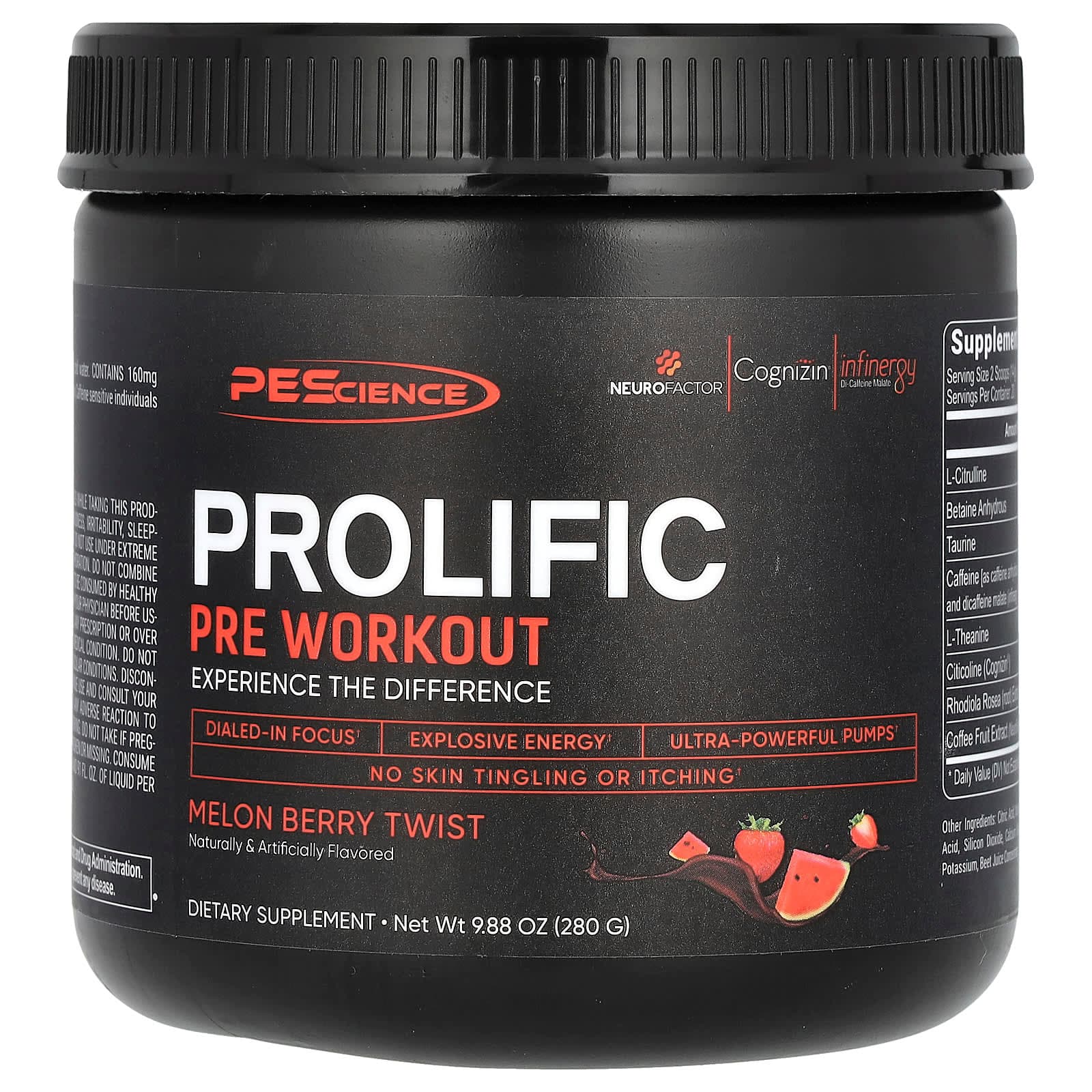PEScience Prolific, Pre Workout – Melon Berry Twist – 280 g de PEScience