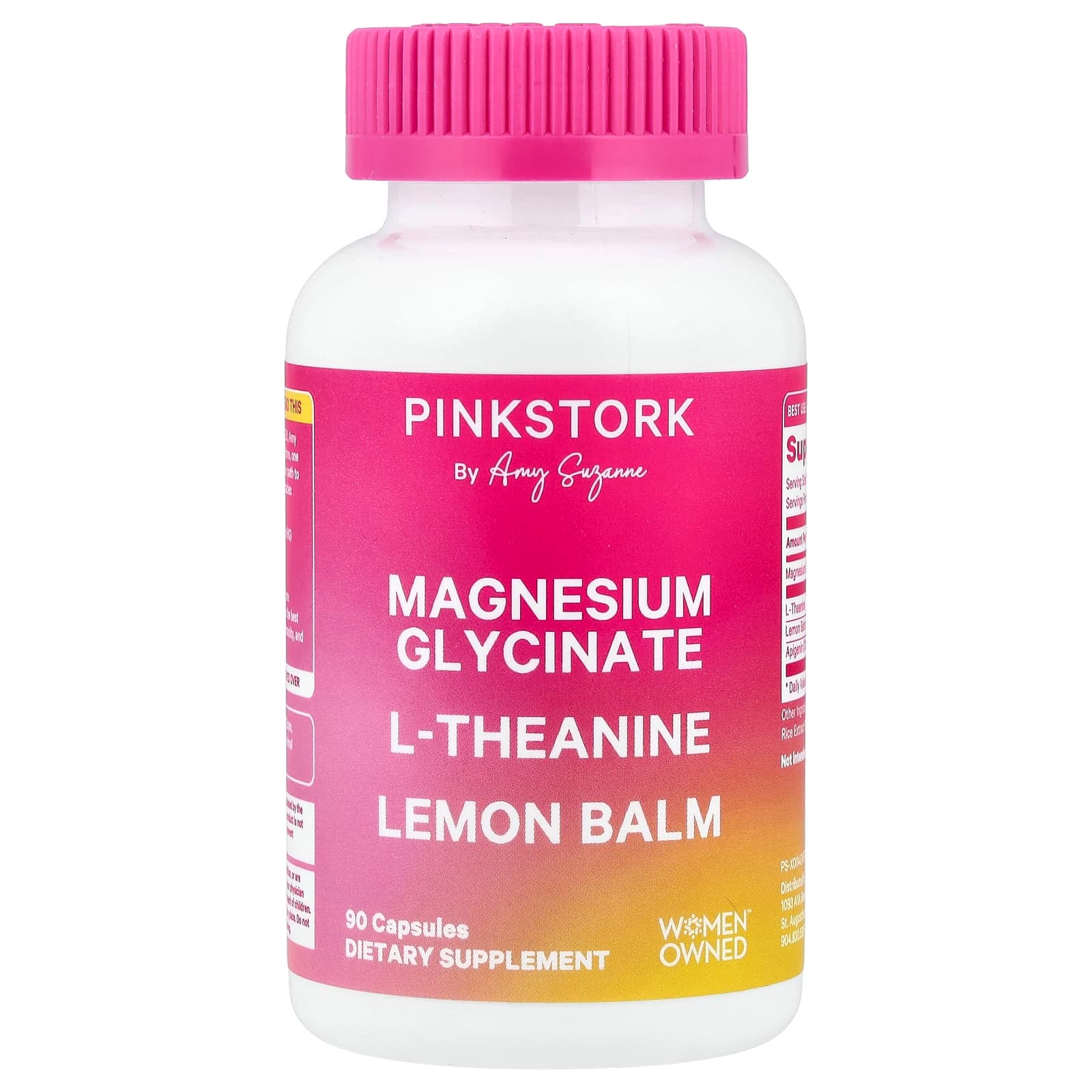 Pink Stork Magnesium Glycinate, L-Theanine – Lemon Balm – 90 gélules de Pink Stork