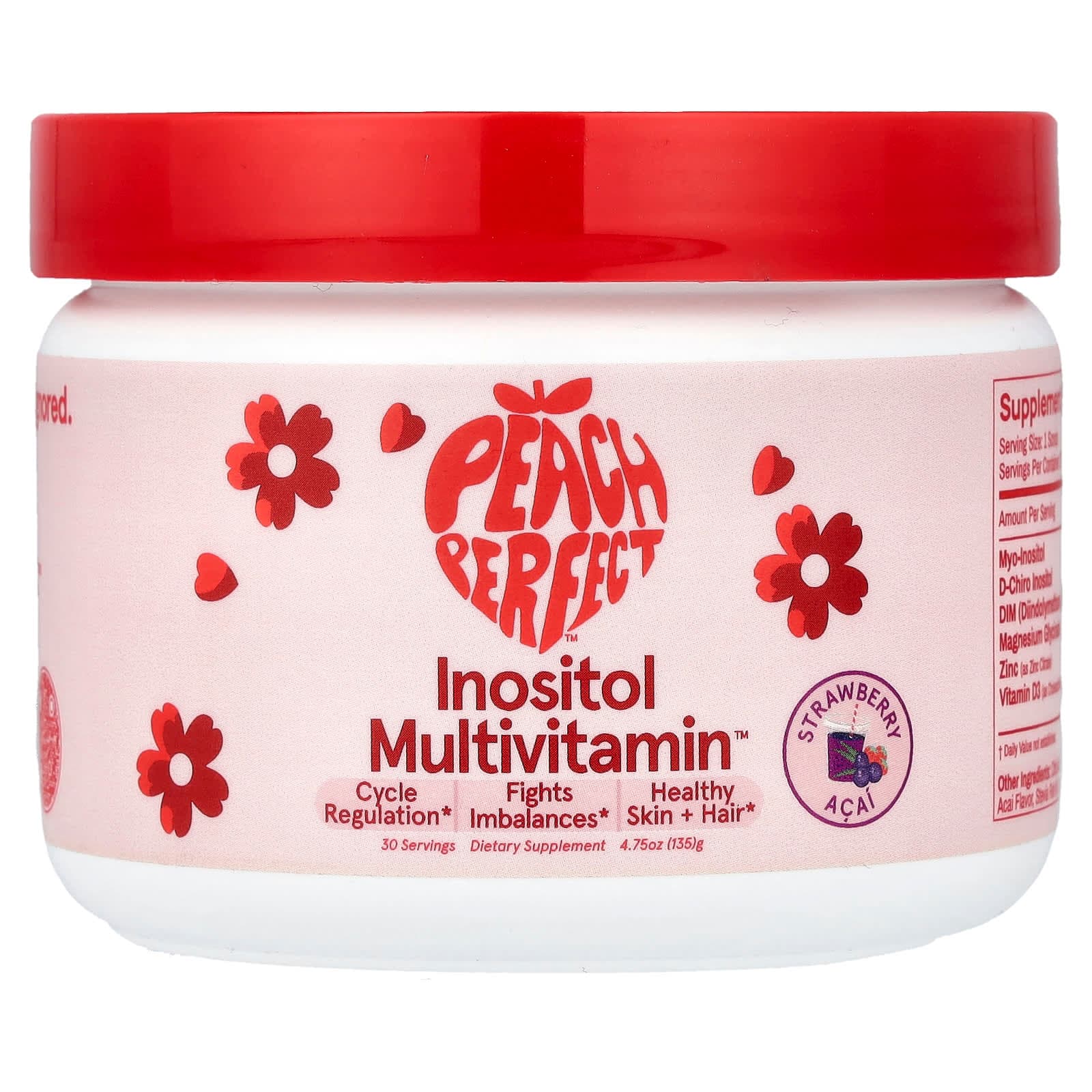 Peach Perfect Inositol Multivitamin – Strawberry Acai – 136 g de Peach Perfect