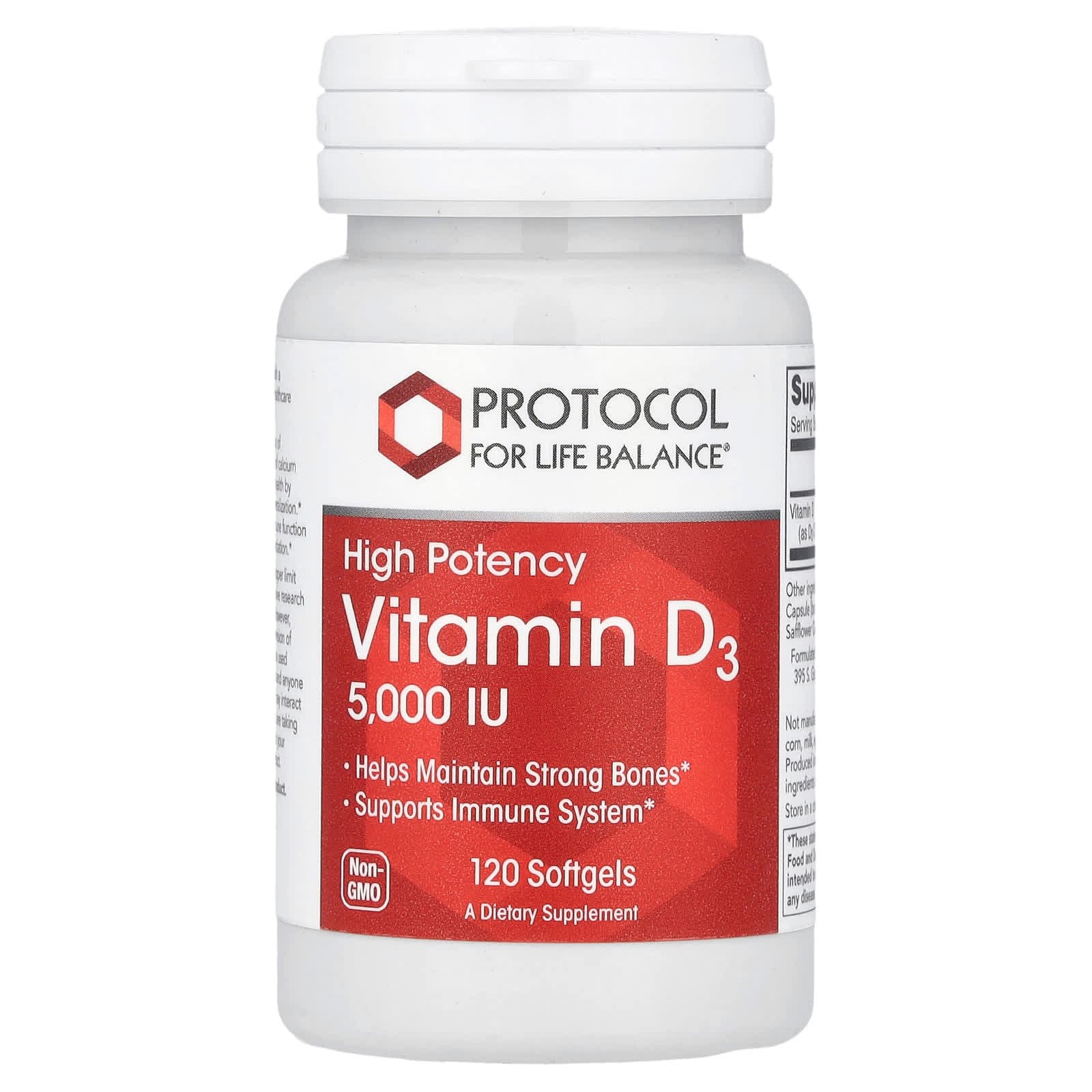Protocol for Life Balance Vitamin D3, High Potency – 120 capsules molles de Protocol for Life Balance