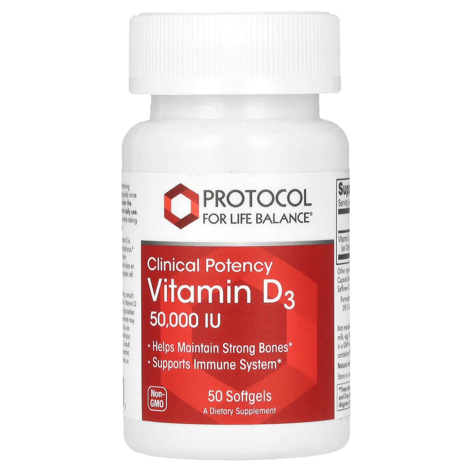 Protocol for Life Balance Vitamin D3, Clinical Potency – 50 capsules molles de Protocol for Life Balance