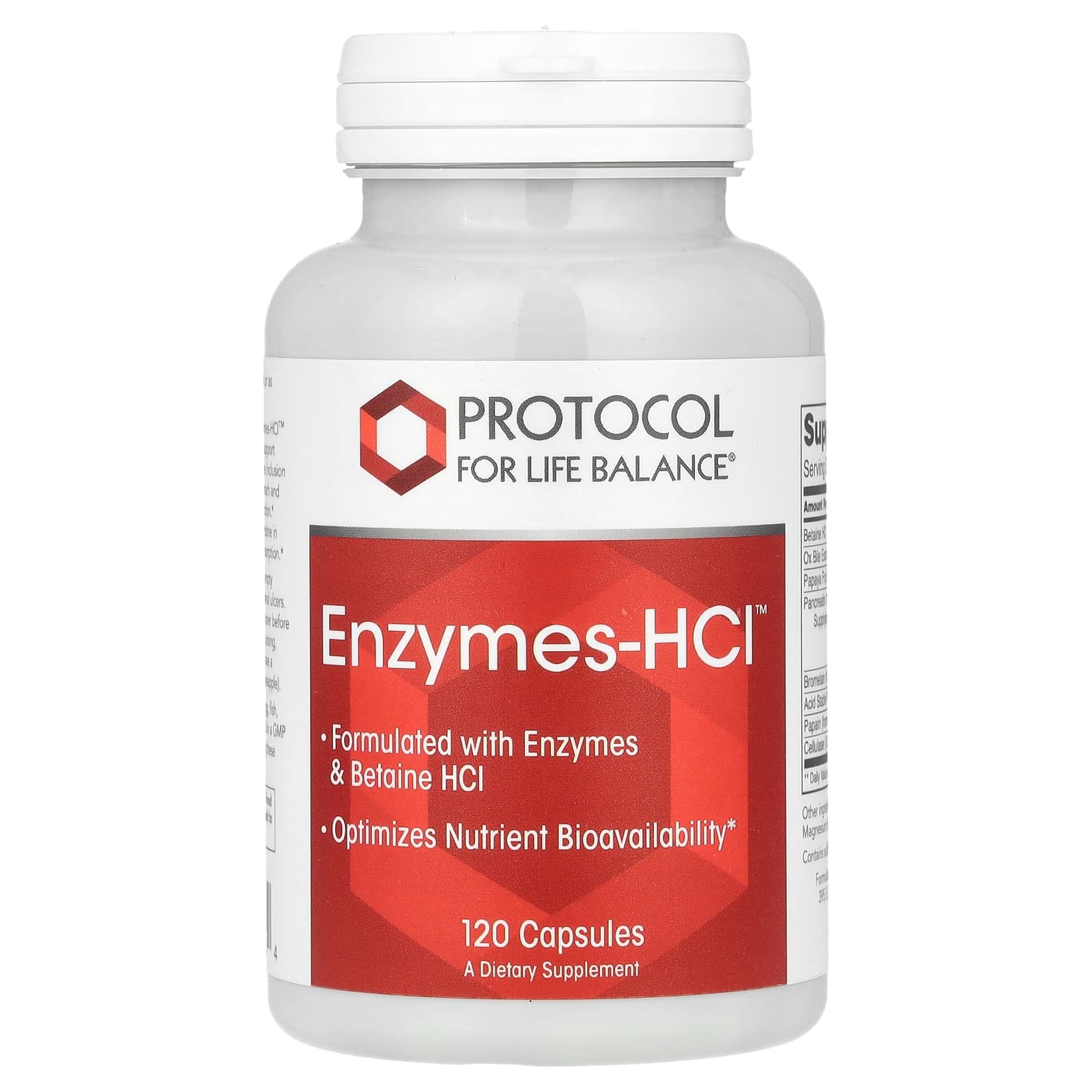 Protocol for Life Balance Enzymes-HCl – 120 gélules de Protocol for Life Balance