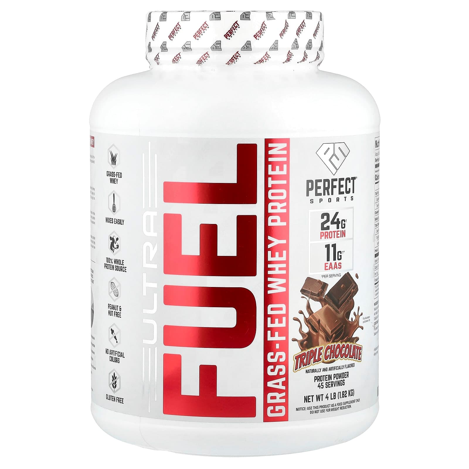 PERFECT Sports Ultra Fuel, Grass-Fed Whey Protein – Triple Chocolate – 1,82 kg de PERFECT Sports