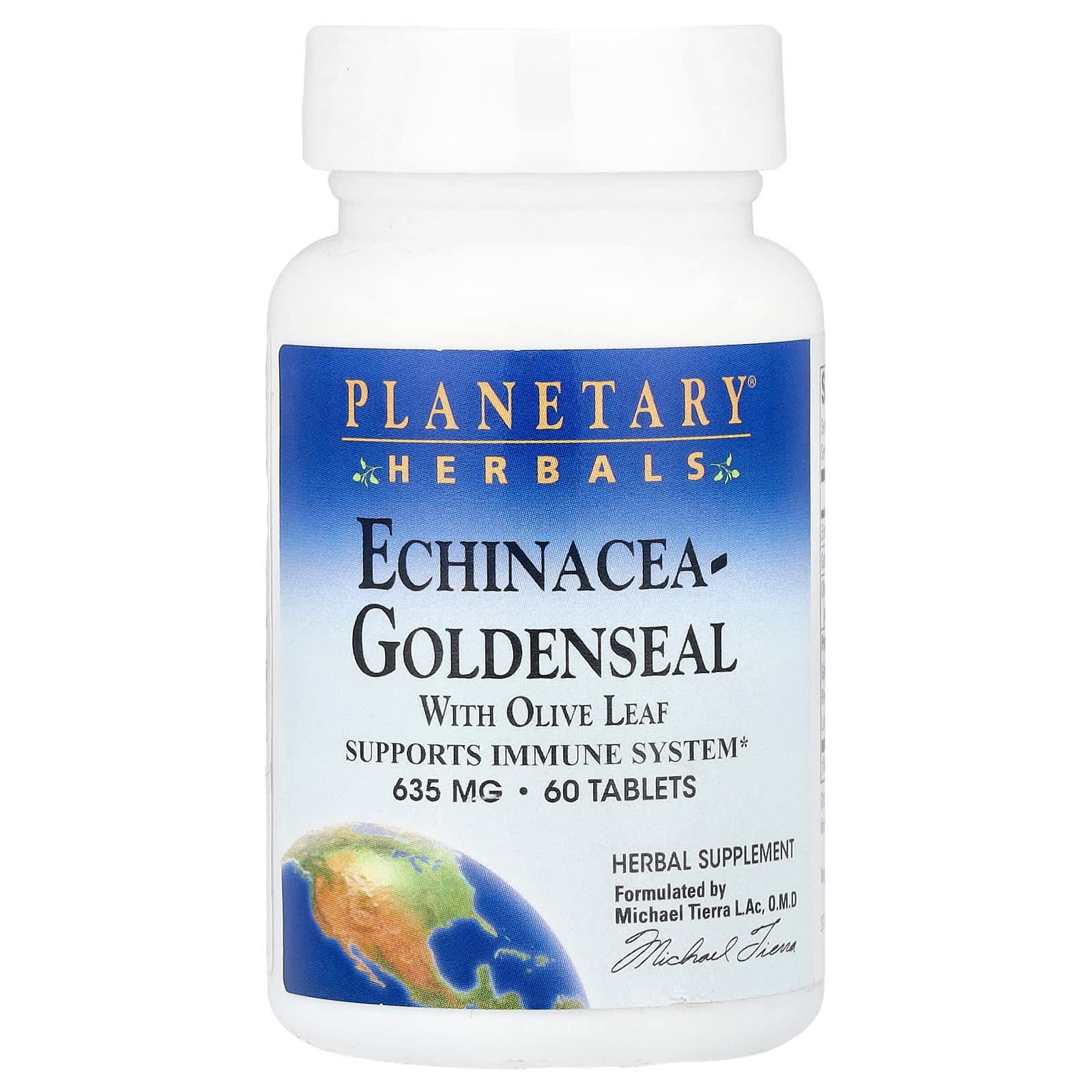 Planetary Herbals Echinacea-Goldenseal with Olive Leaf – 60 comprimés de Planetary Herbals
