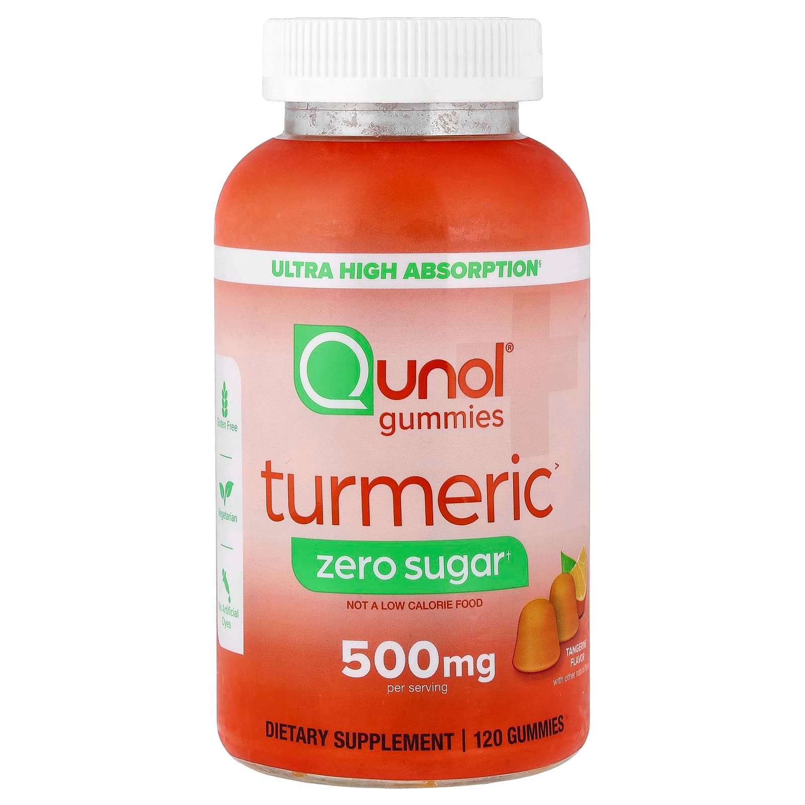Qunol Turmeric Gummies, Tangerine, Zero Sugar – 120 gommes de Qunol