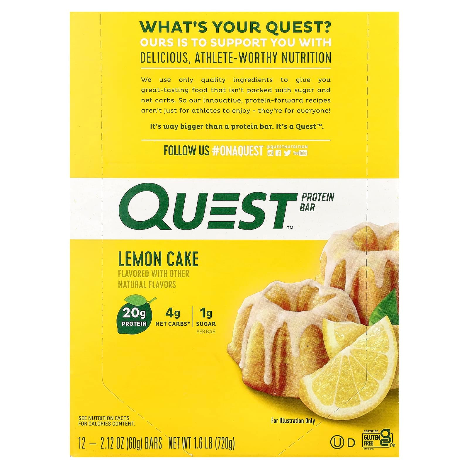 Quest Nutrition Protein Bar – Lemon Cake – 60 g de Quest Nutrition
