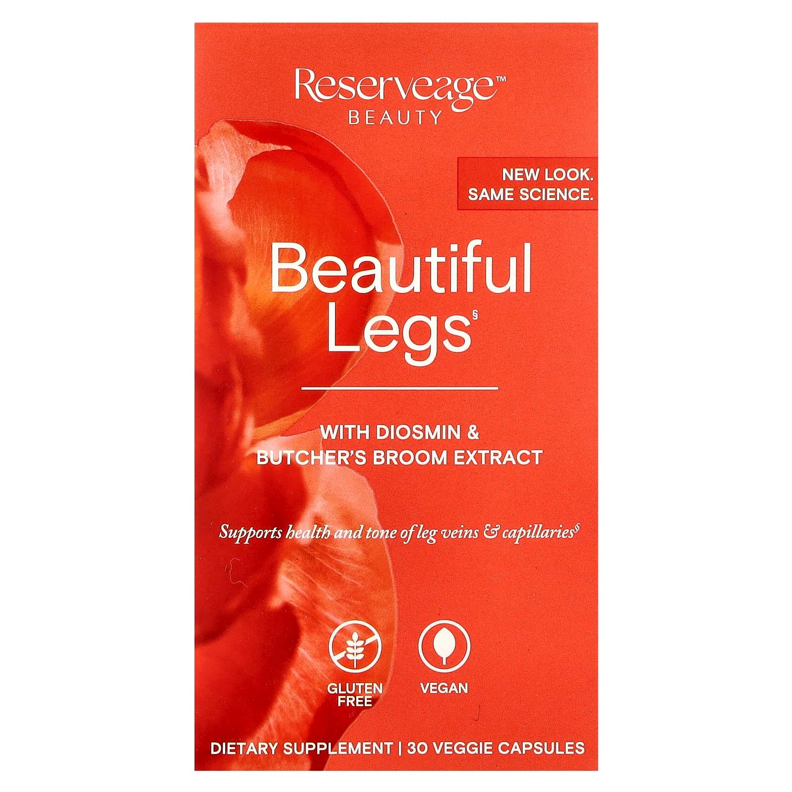 Reserveage Beauty Beautiful Legs with Diosmin & Butcher's Broom Extract – 30 gélules végétales de Reserveage Beauty