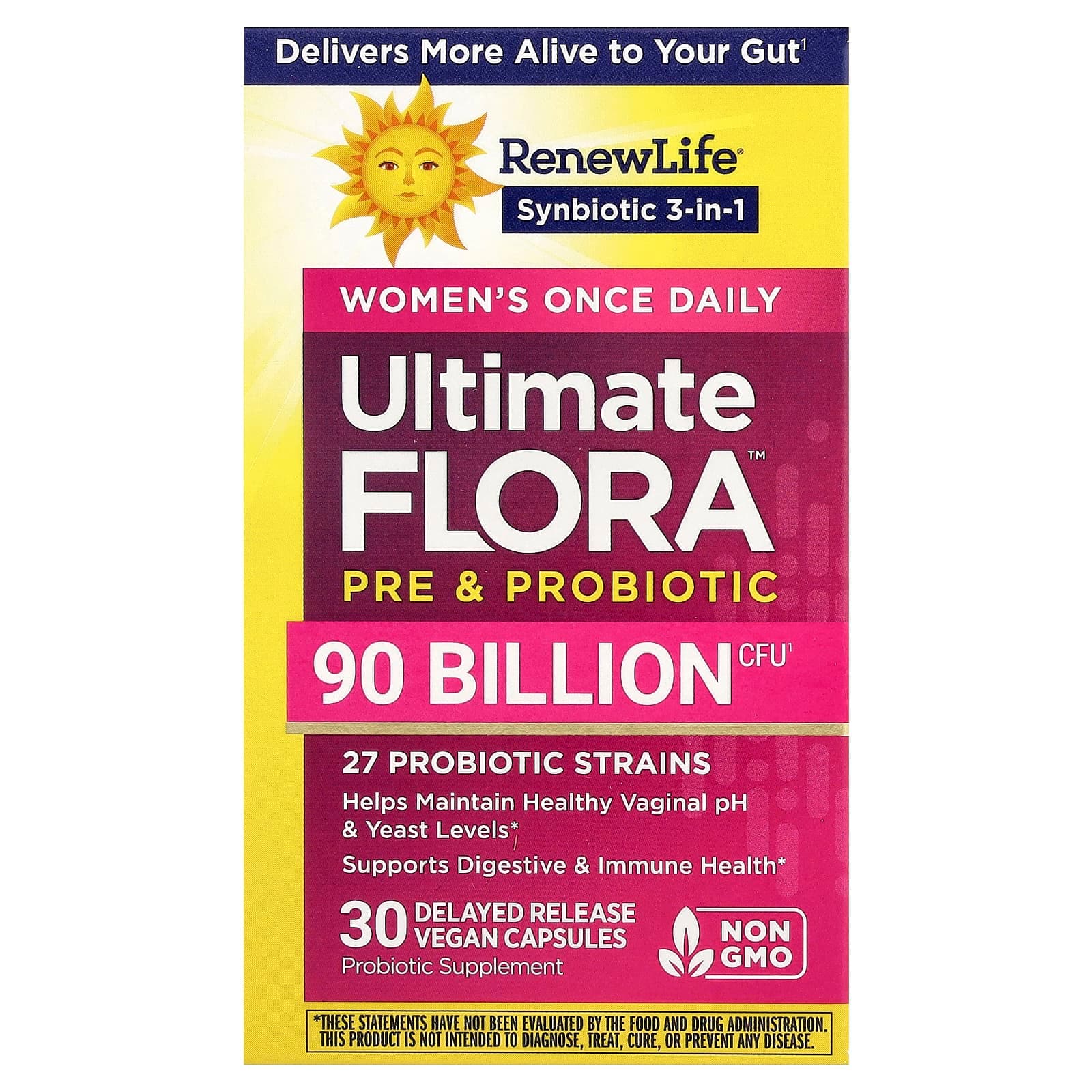 Renew Life Women's Once Daily, Ultimate Flora Pre & Probiotic, 30 Delayed Release Vegan Capsules de Renew Life