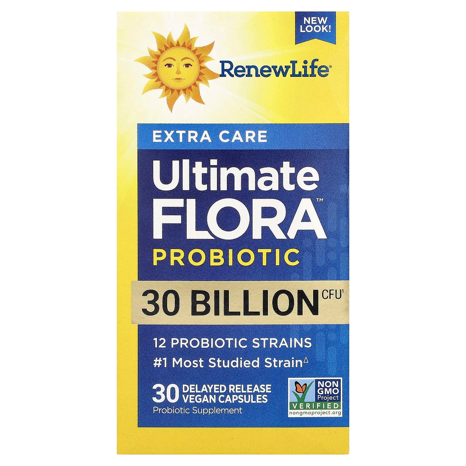 Renew Life Extra Care Ultimate Flora Probiotic, 30 Billion CFU, 30 Delayed Release Vegan Capsules de Renew Life