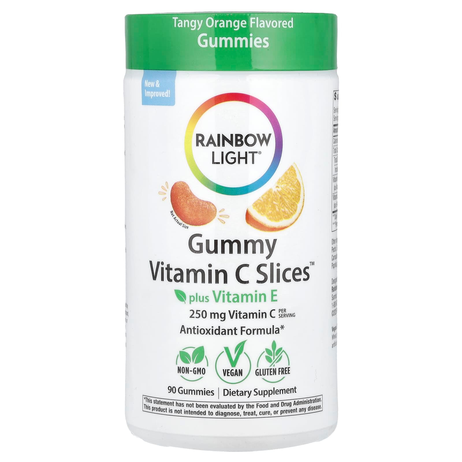 Rainbow Light Gummy Vitamin C Slices Plus Vitamin E – Tangy Orange – 90 gommes de Rainbow Light