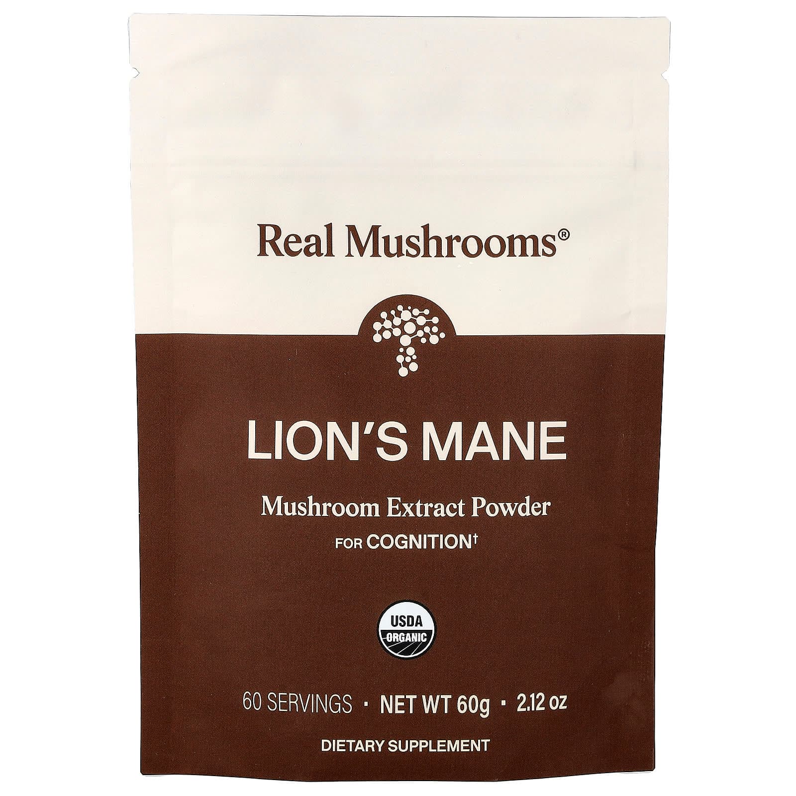 Real Mushrooms Lion's Mane, Organic Mushroom Extract Powder – 60 g de Real Mushrooms
