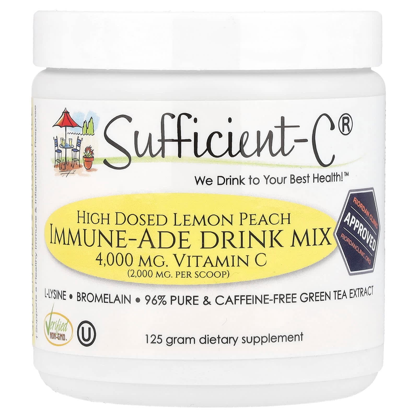 Sufficient C High Dosed Immune-Ade Drink Mix – Lemon Peach – 125 g de Sufficient C