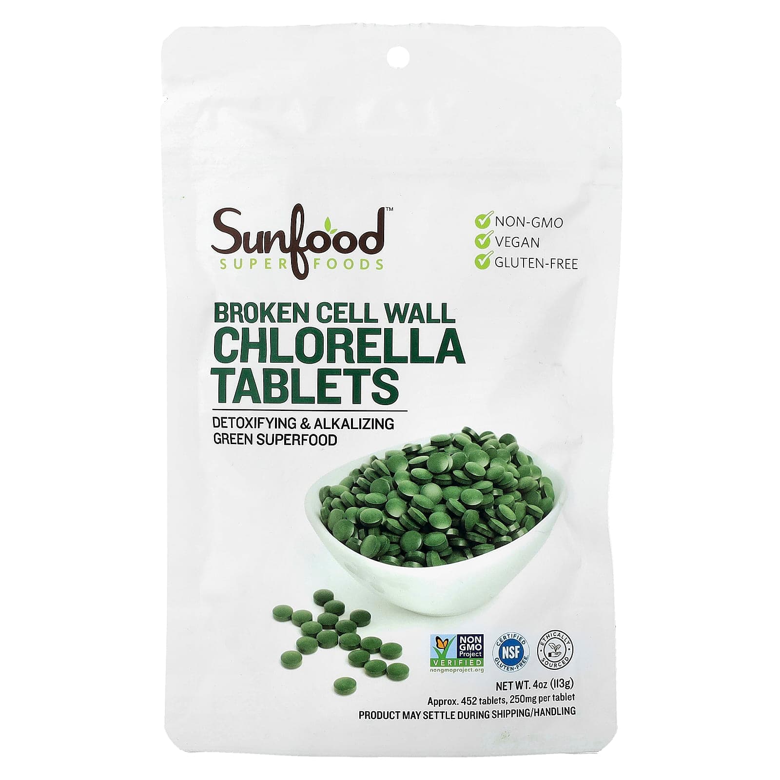 Sunfood Broken Cell Wall Chlorella Tablets – 113 g de Sunfood