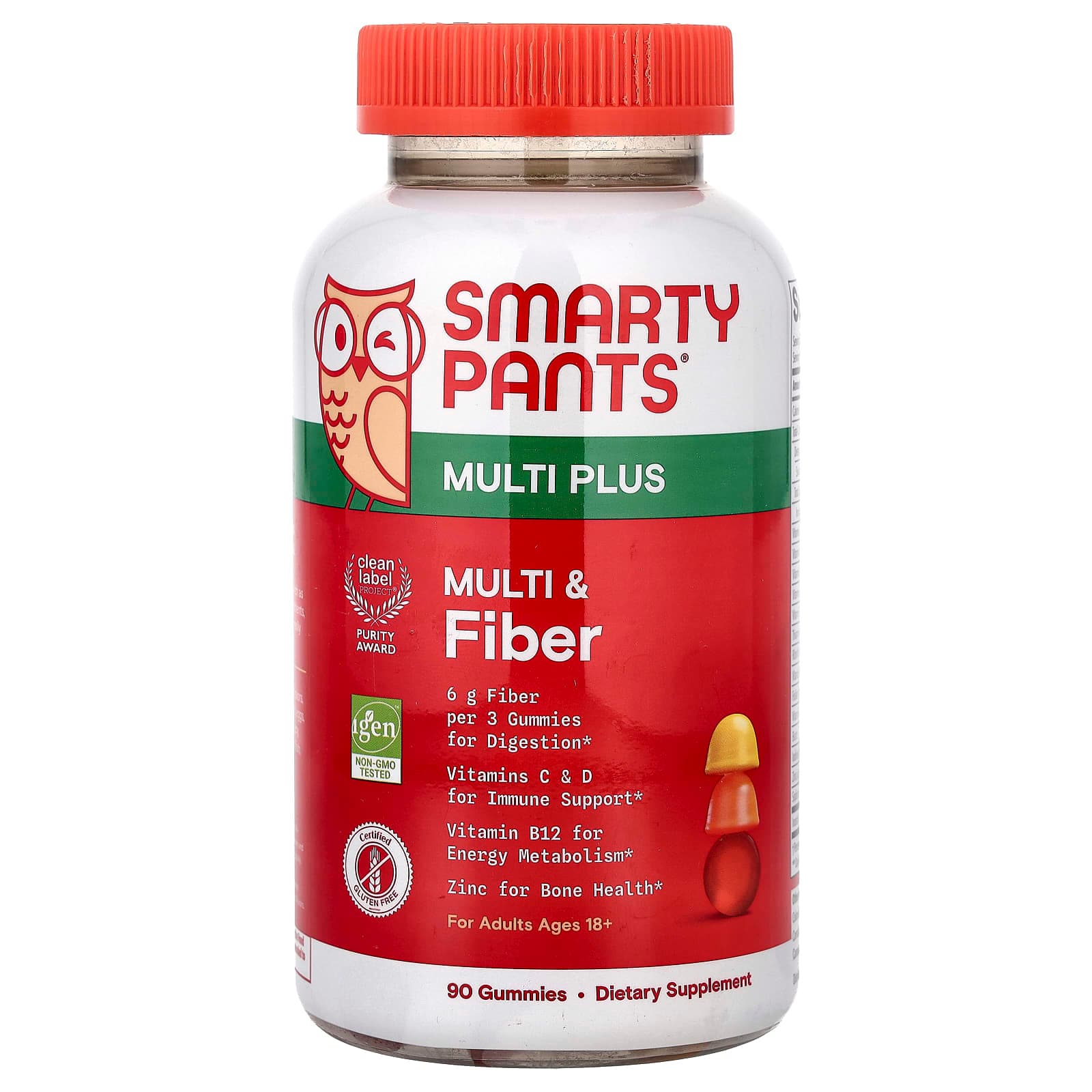SmartyPants Multi Plus, Multi & Fiber Gummies, Orange & Lemon – Strawberry – 90 gommes de SmartyPants