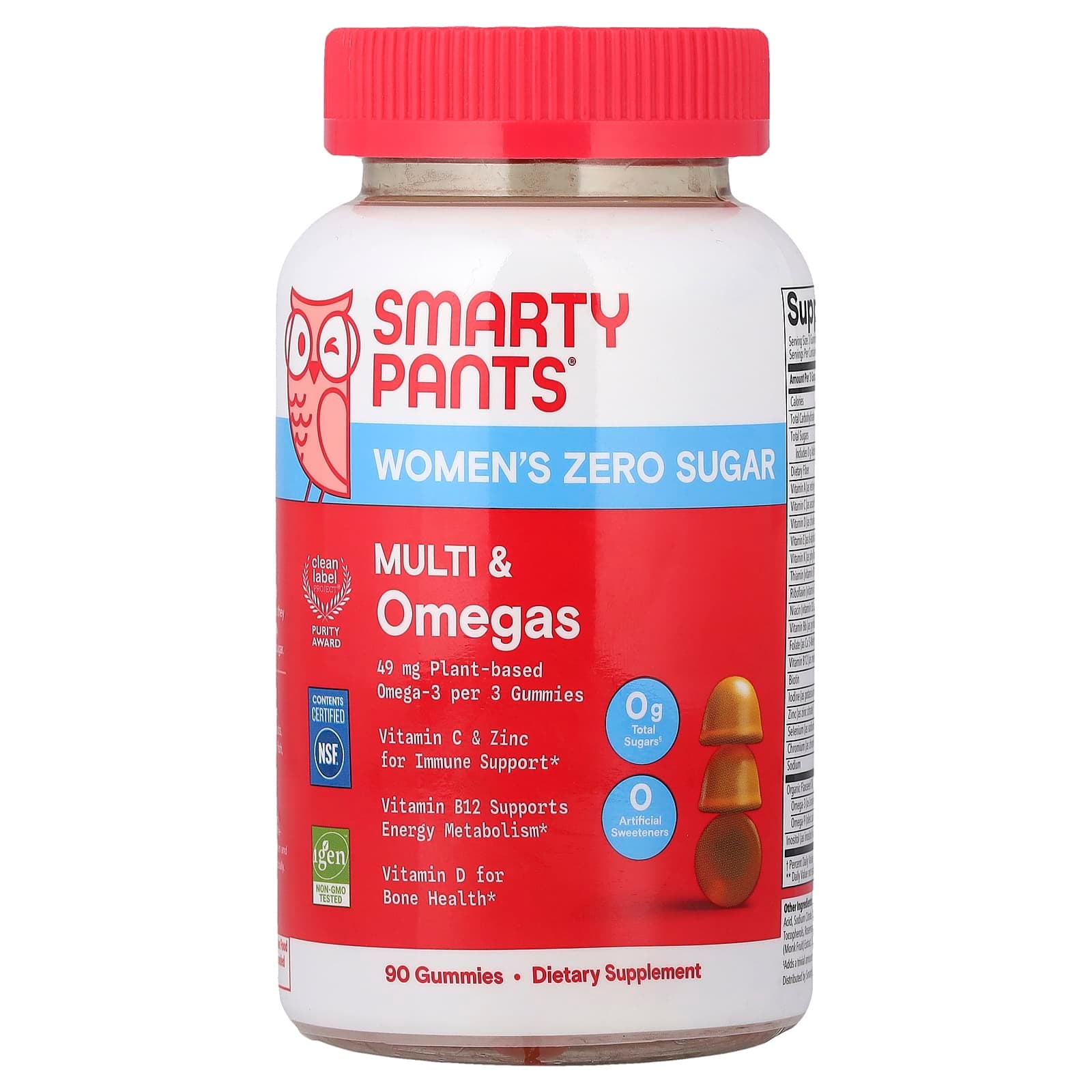 SmartyPants Women's Zero Sugar, Multi & Omegas Gummies – Orange – 90 gommes de SmartyPants