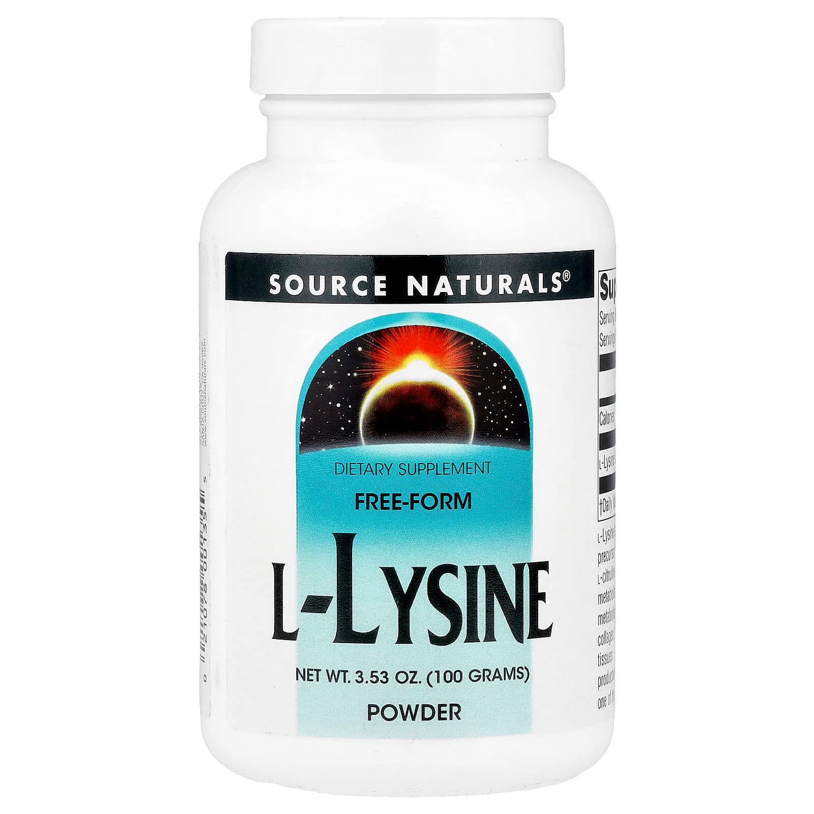Source Naturals L-Lysine Powder – 100 g de Source Naturals