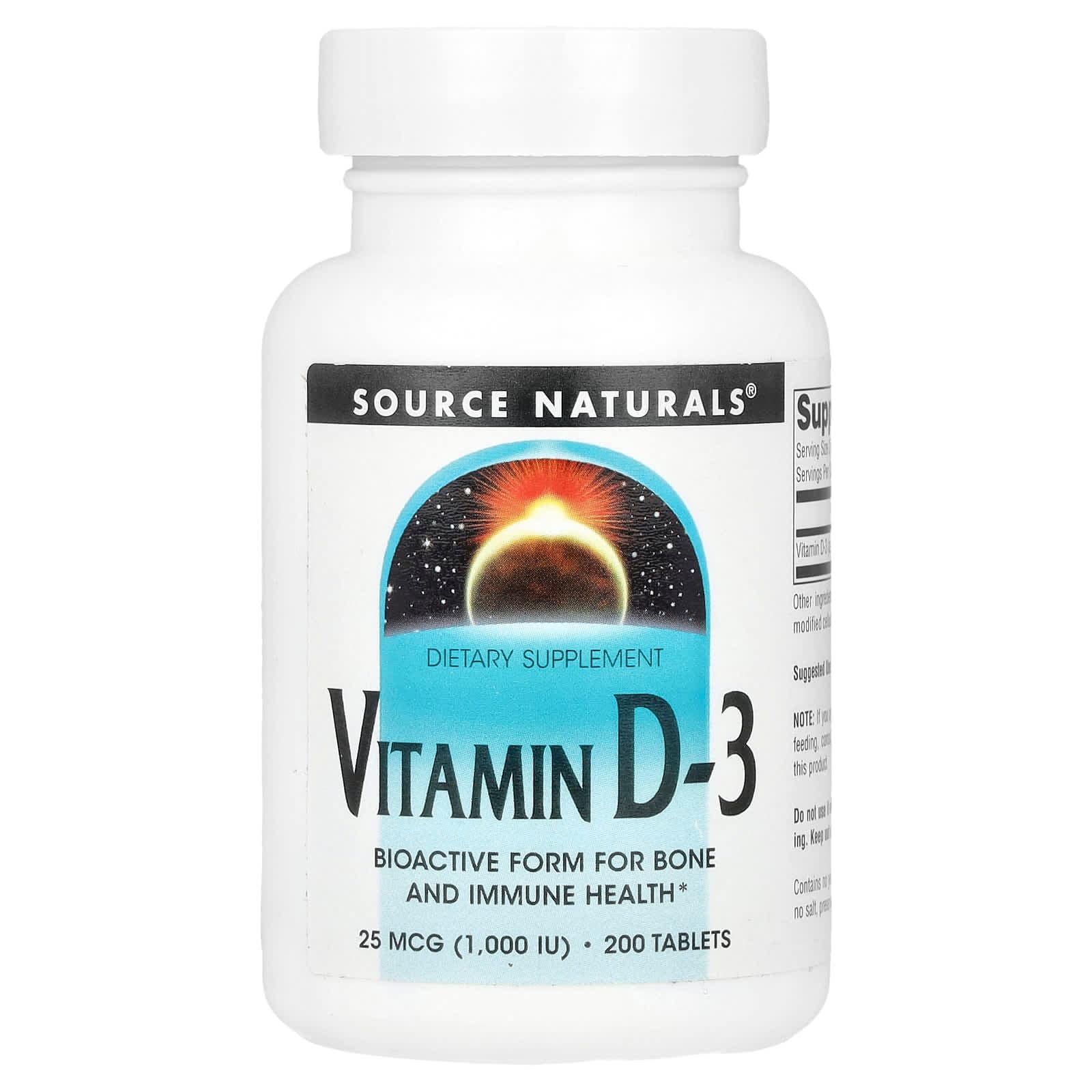 Source Naturals Vitamin D-3 – 200 comprimés de Source Naturals