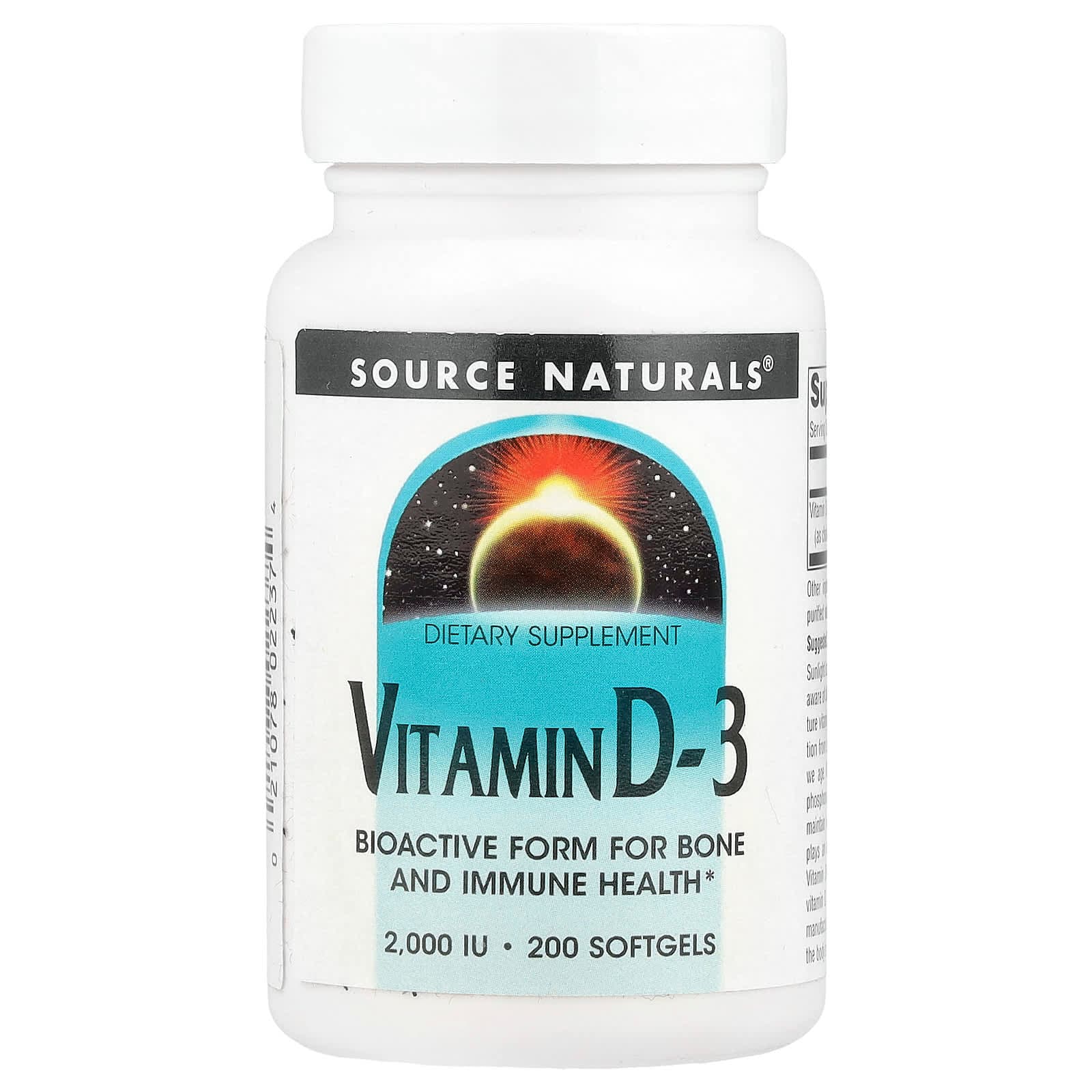 Source Naturals Vitamin D-3 – 200 capsules molles de Source Naturals