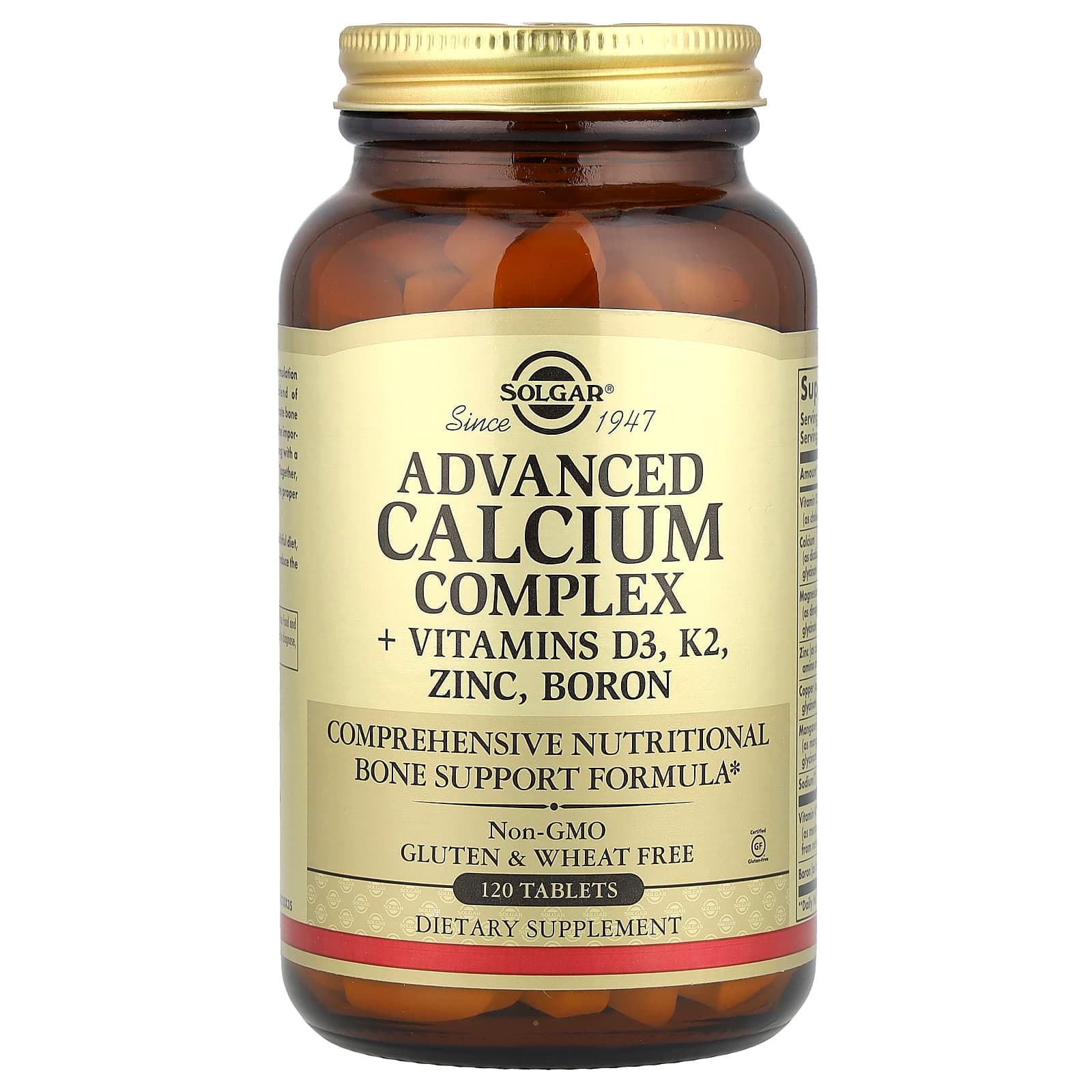 Solgar Advanced Calcium Complex + Vitamins D3, Zinc, Boron – 120 comprimés de Solgar