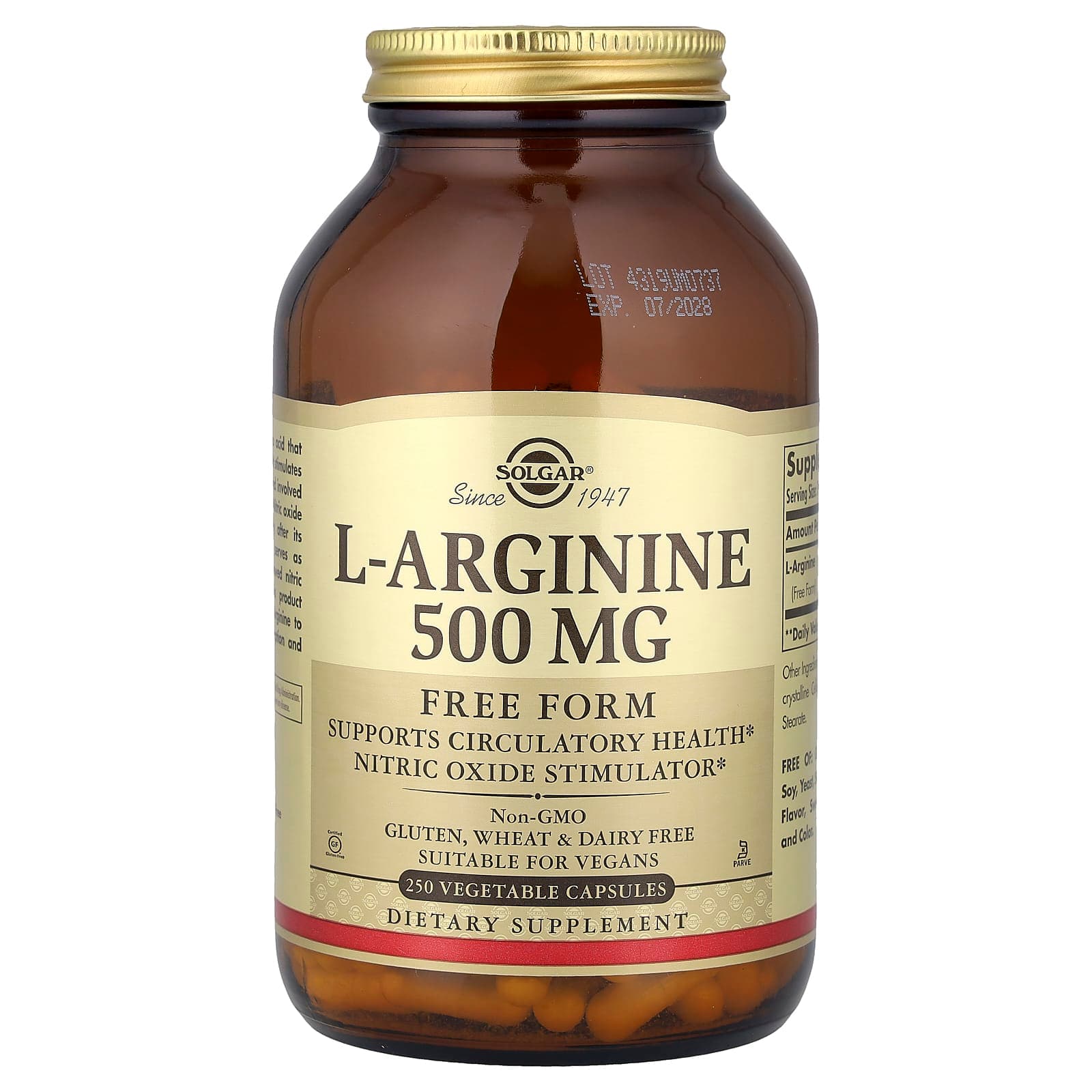 Solgar L-Arginine, Free Form – 500 mg de Solgar
