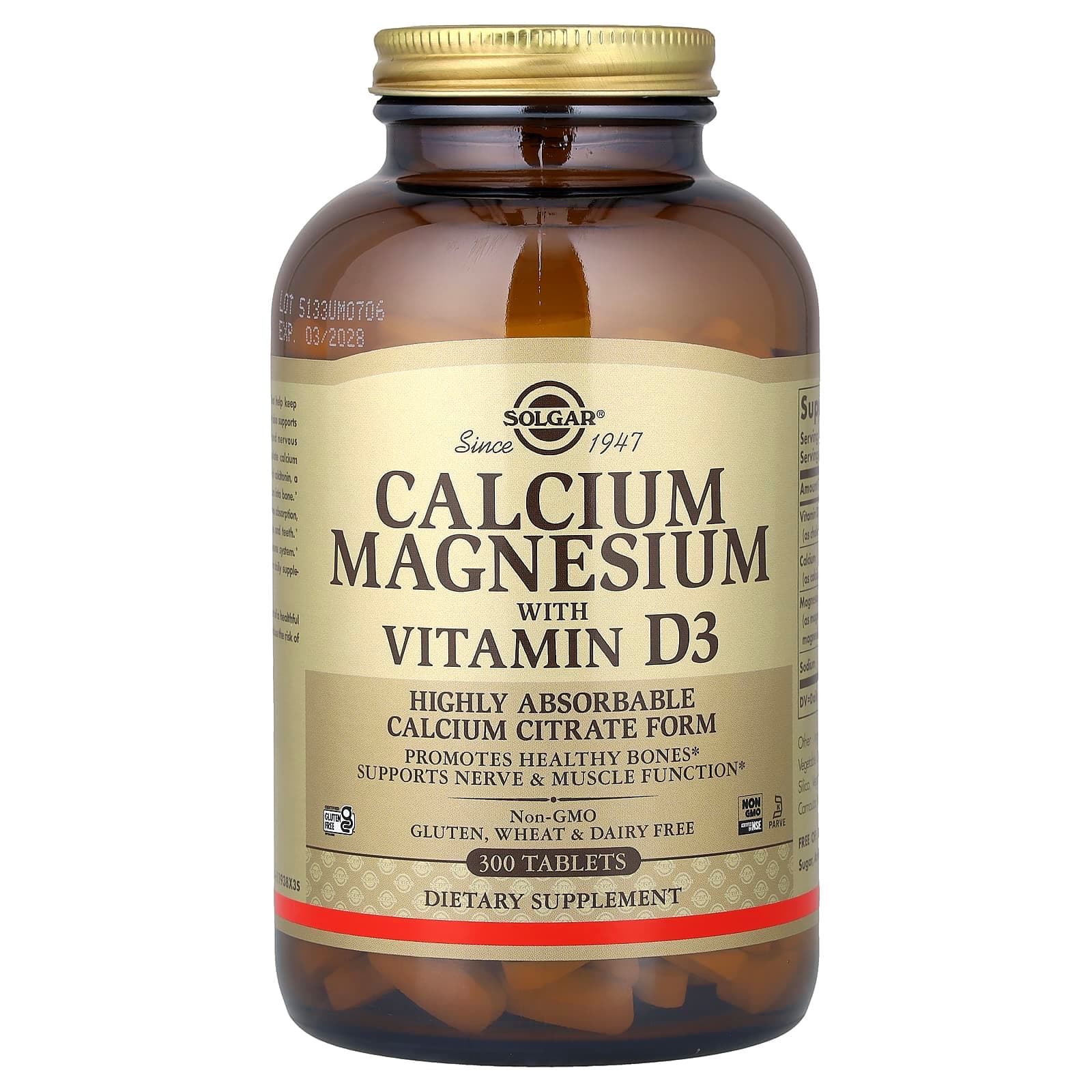 Solgar Calcium Magnesium with Vitamin D3 – 300 comprimés de Solgar