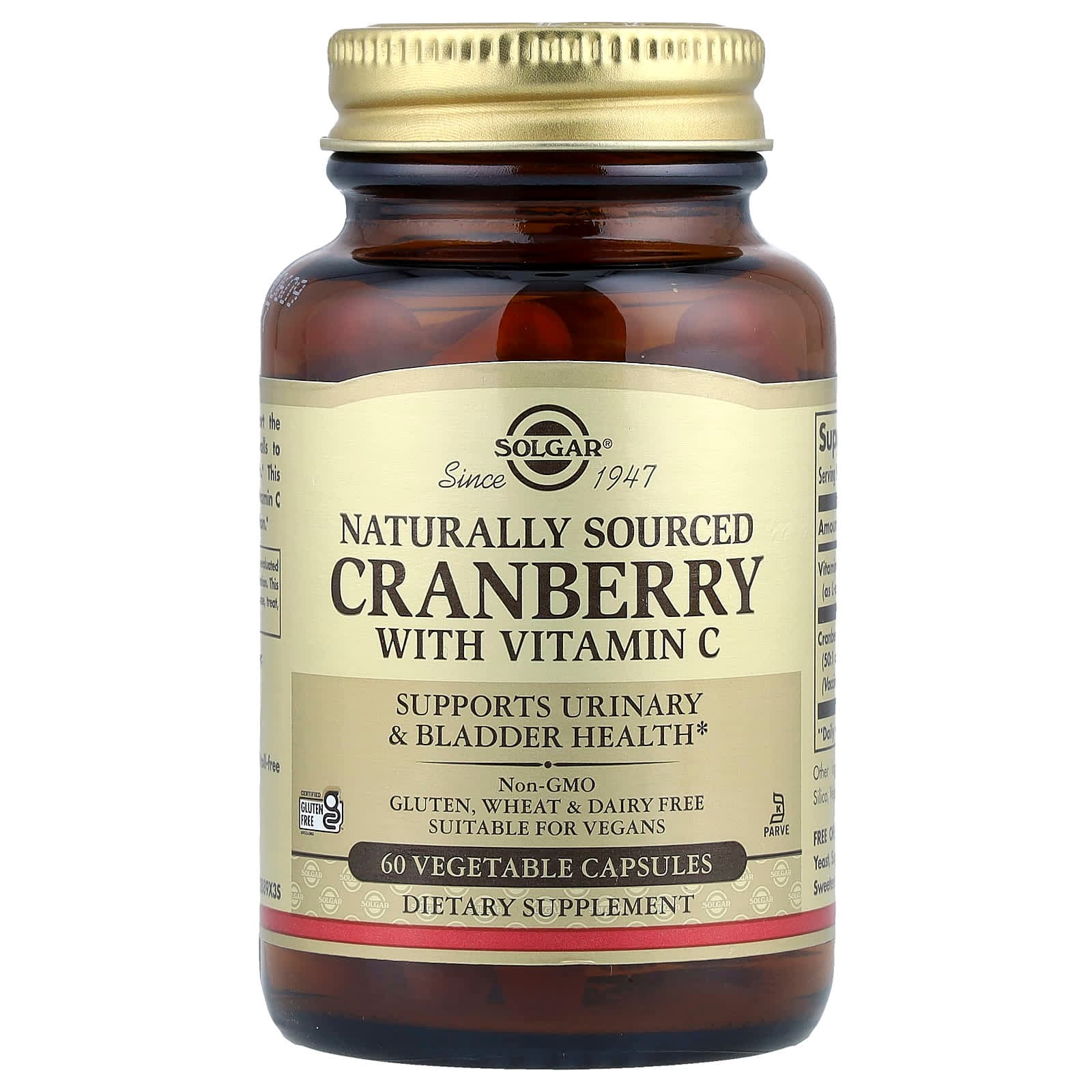 Solgar Cranberry with Vitamin C, Naturally Sourced, 60 Vegetable Capsules – Cranberry with Vitamin C de Solgar