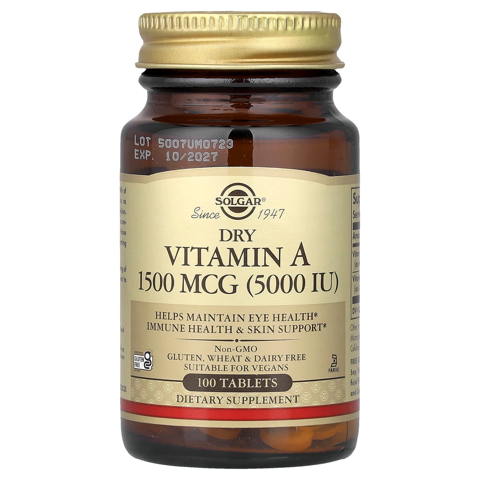 Solgar Dry Vitamin A – 100 comprimés de Solgar