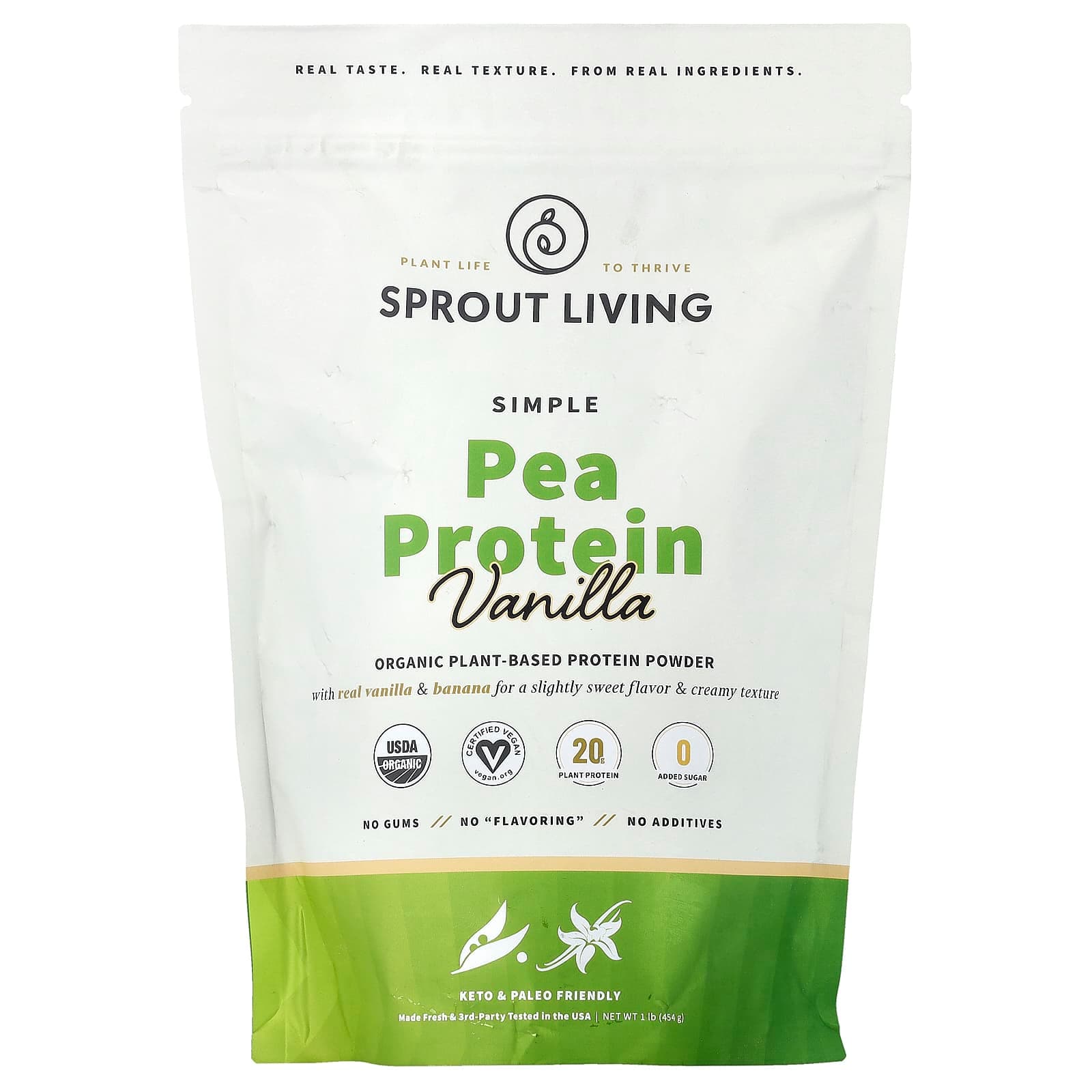 Sprout Living Simple Pea Protein – Vanilla – 454 g de Sprout Living