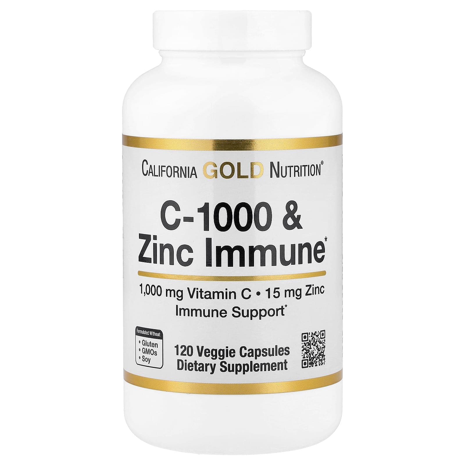 California Gold Nutrition C-1000 & Zinc Immune – 120 gélules végétales de California Gold Nutrition