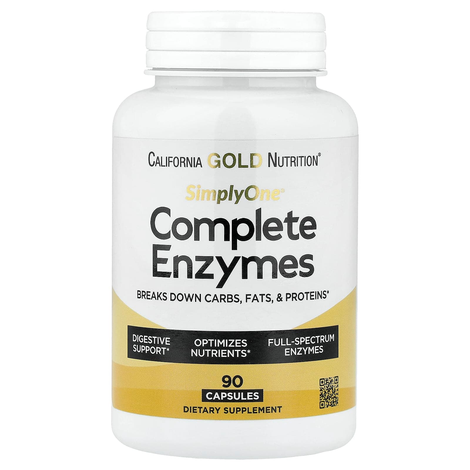 California Gold Nutrition SimplyOne, Complete Enzymes with Betaine HCl, Ox Bile Extract, Full-Spectrum Enzymes, and Bromelain – 90 gélules de California Gold Nutrition