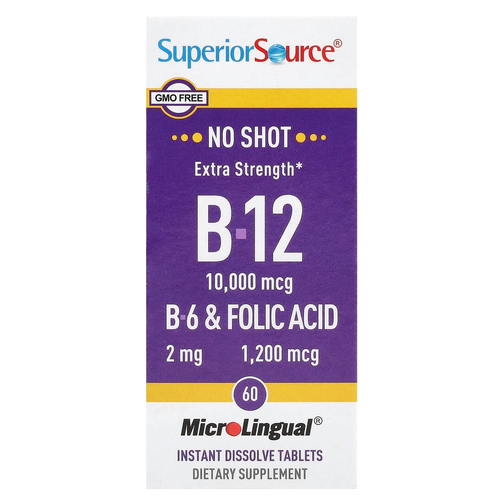 Superior Source B-12, B-6 & Folic Acid, 60 MicroLingual Instant Dissolve Tablets de Superior Source