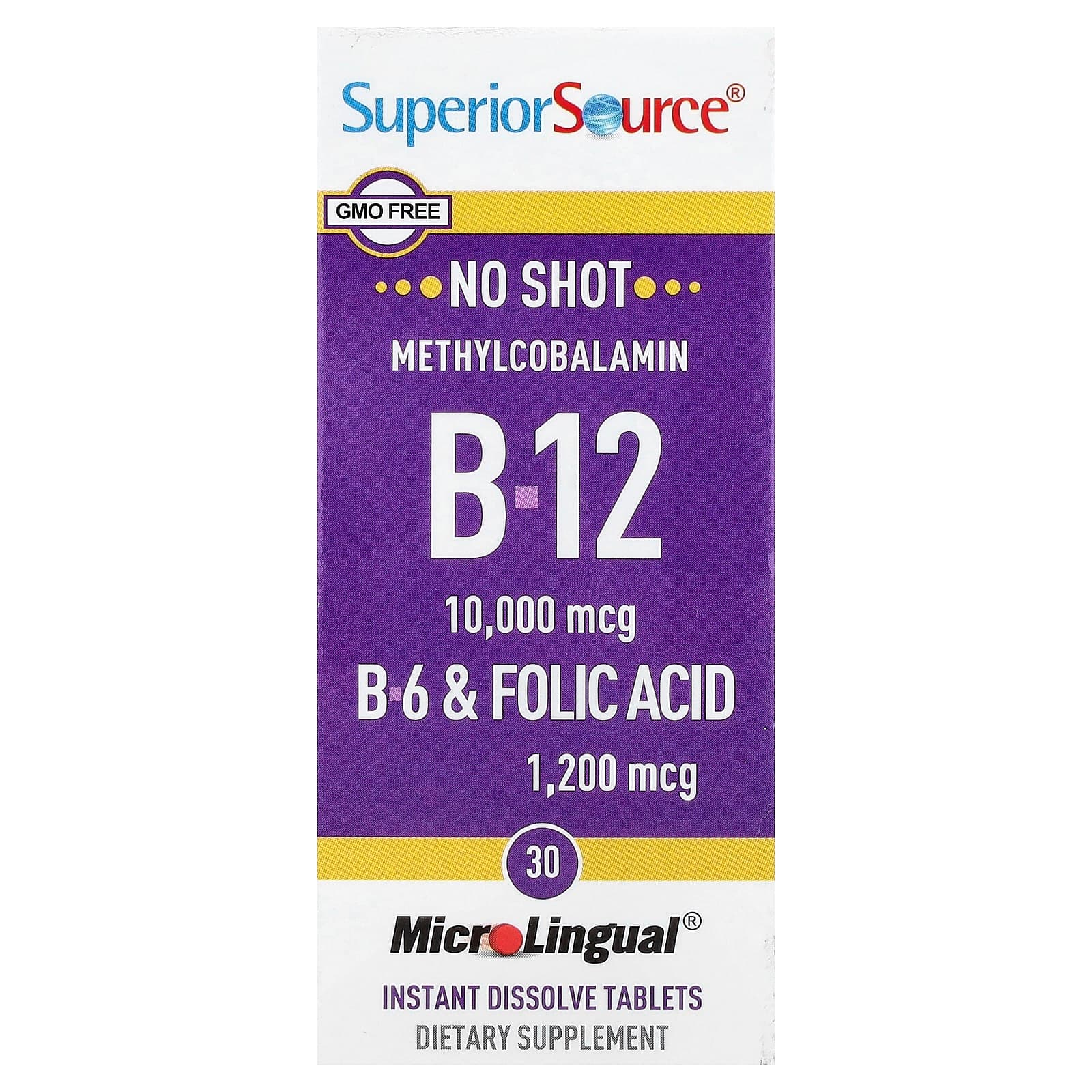 Superior Source B-12, B-6 & Folic Acid, 30 MicroLingual Instant Dissolve Tablets de Superior Source