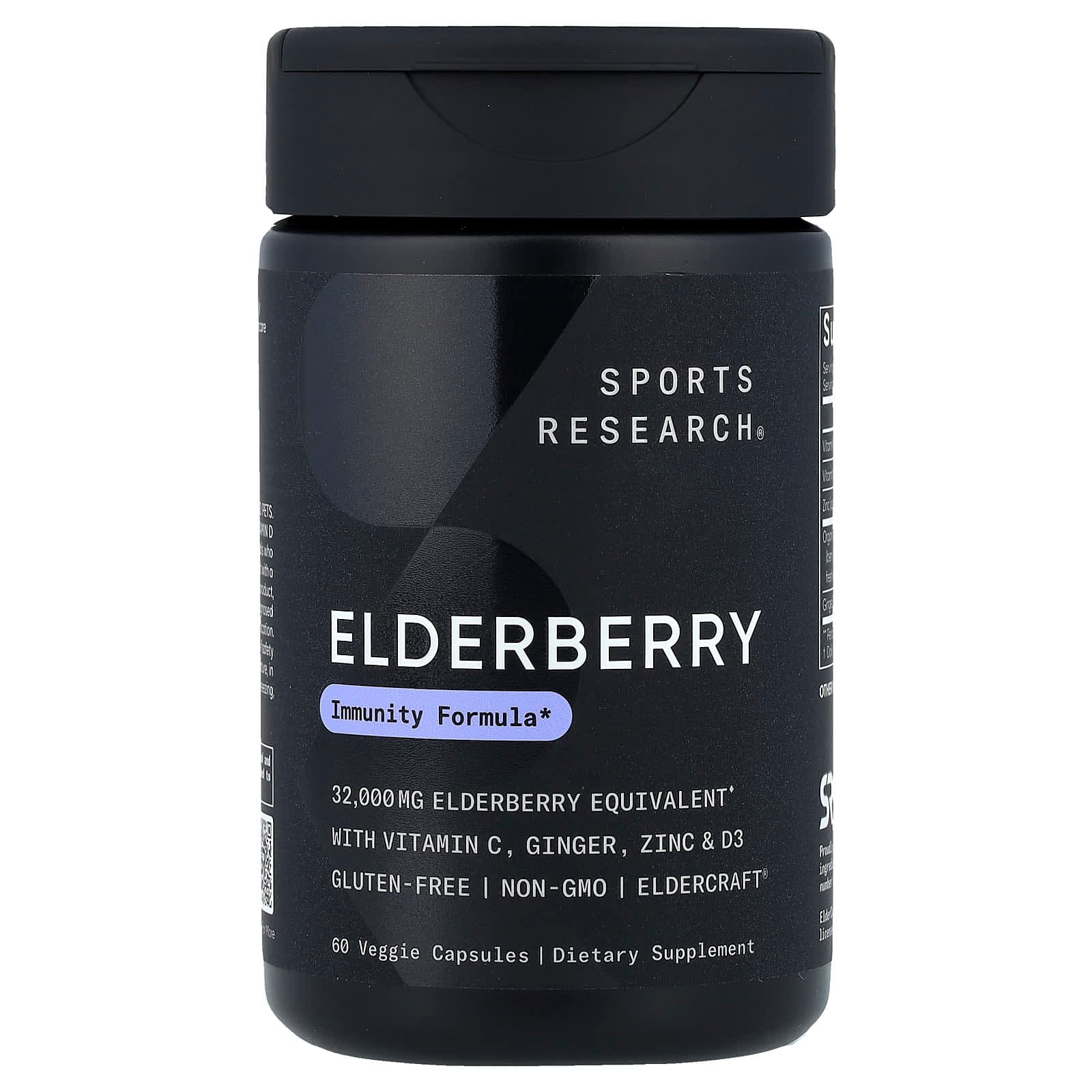 Sports Research Elderberry With Vitamin C, Ginger – Elderberry With Vitamin C – 60 gélules végétales de Sports Research