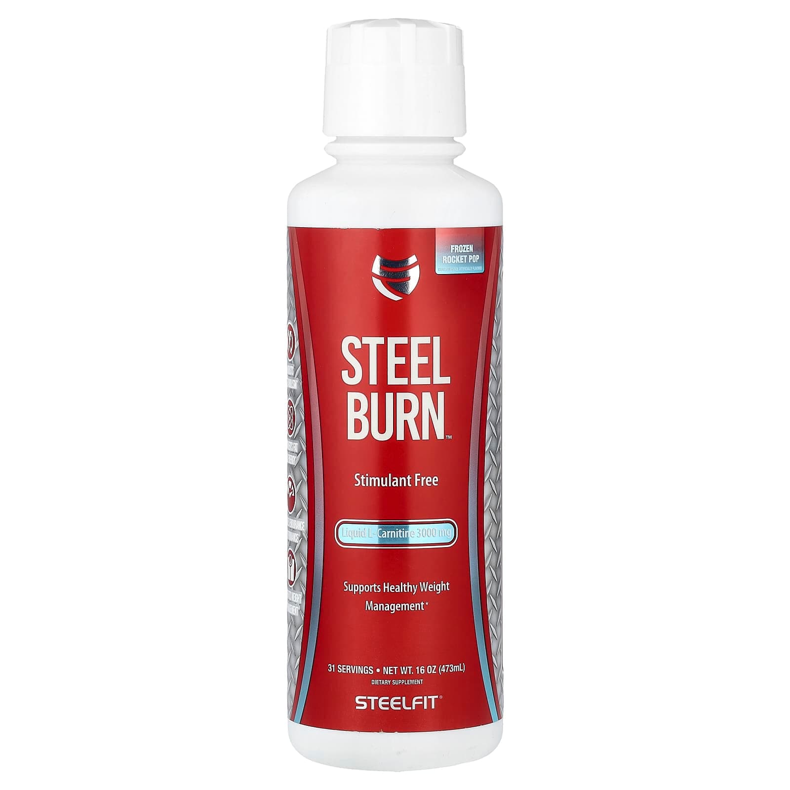 SteelFit Steel Burn, Liquid L-Carnitine, Frozen Rocket Pop – 473 ml de SteelFit