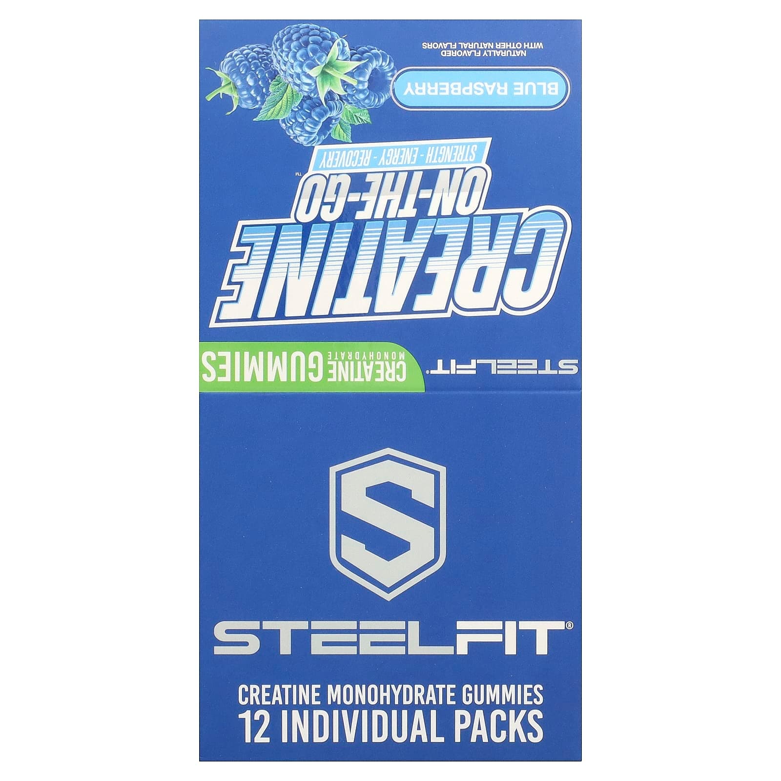 SteelFit Creatine On-The-Go, Creatine Monohydrate Gummies – Blue Raspberry – 22 g de SteelFit