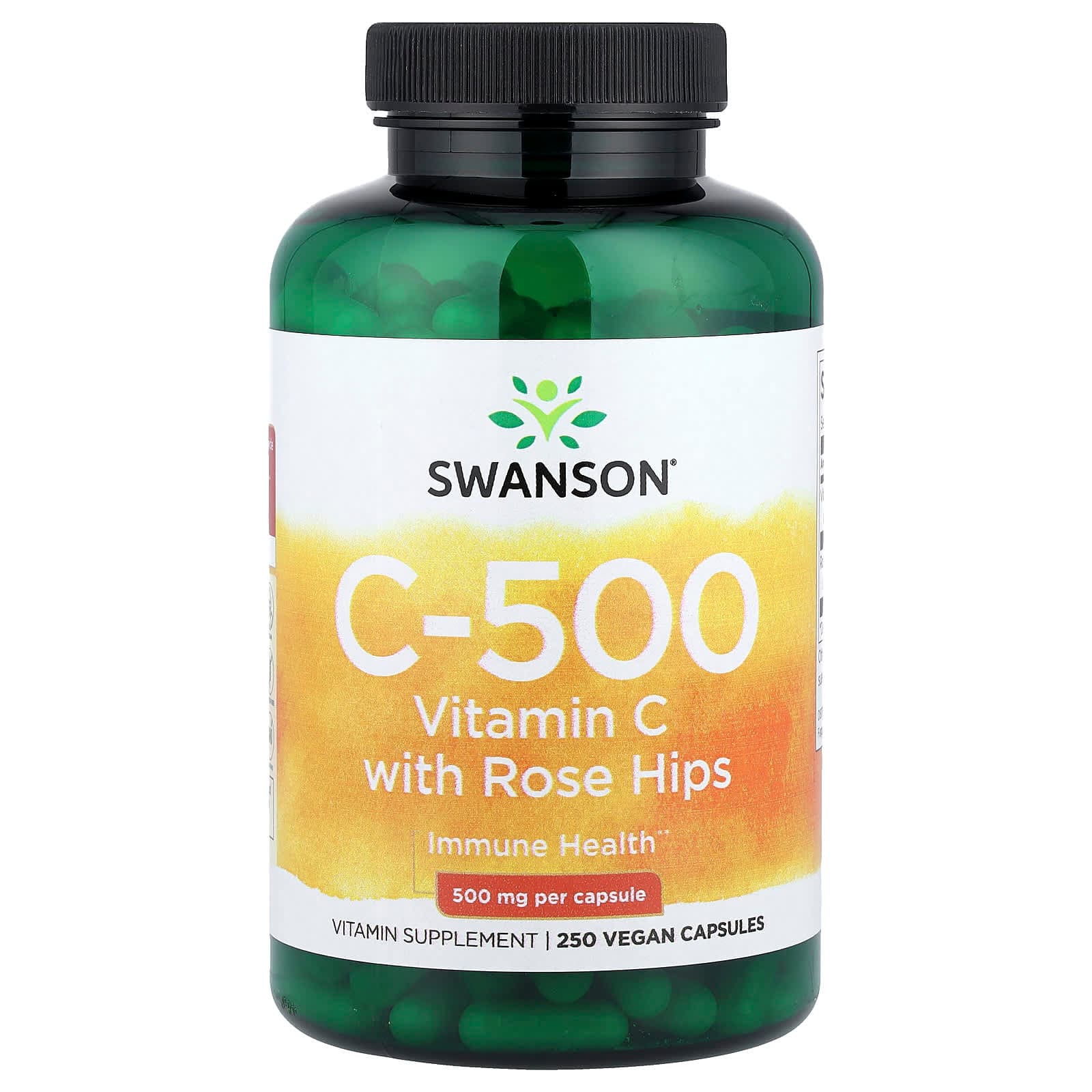 Swanson Vitamins C-500, Vitamin C With Rose Hips – 250 gélules véganes de Swanson Vitamins