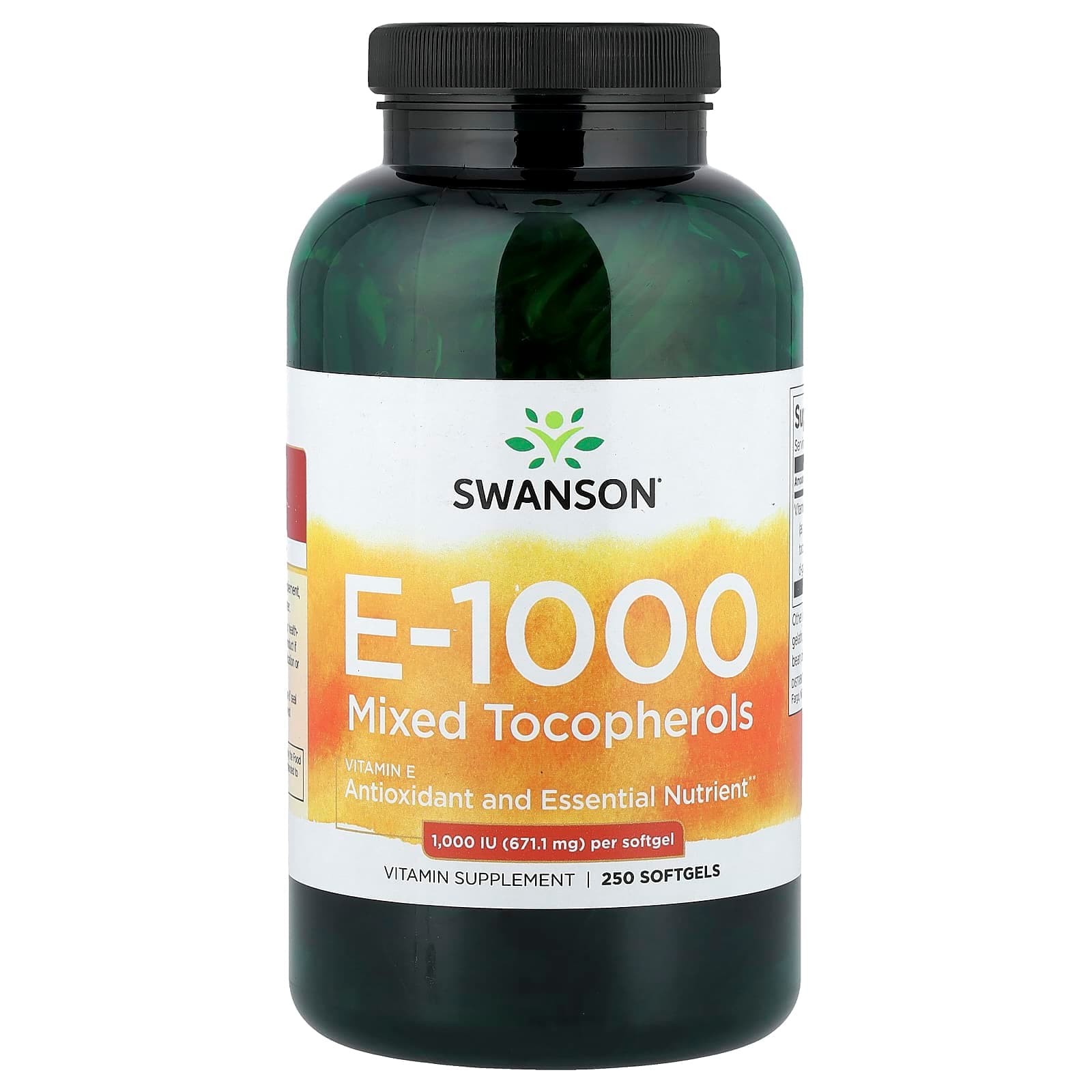 Swanson Vitamins Vitamin E-1000, Mixed Tocopherols – 250 capsules molles de Swanson Vitamins