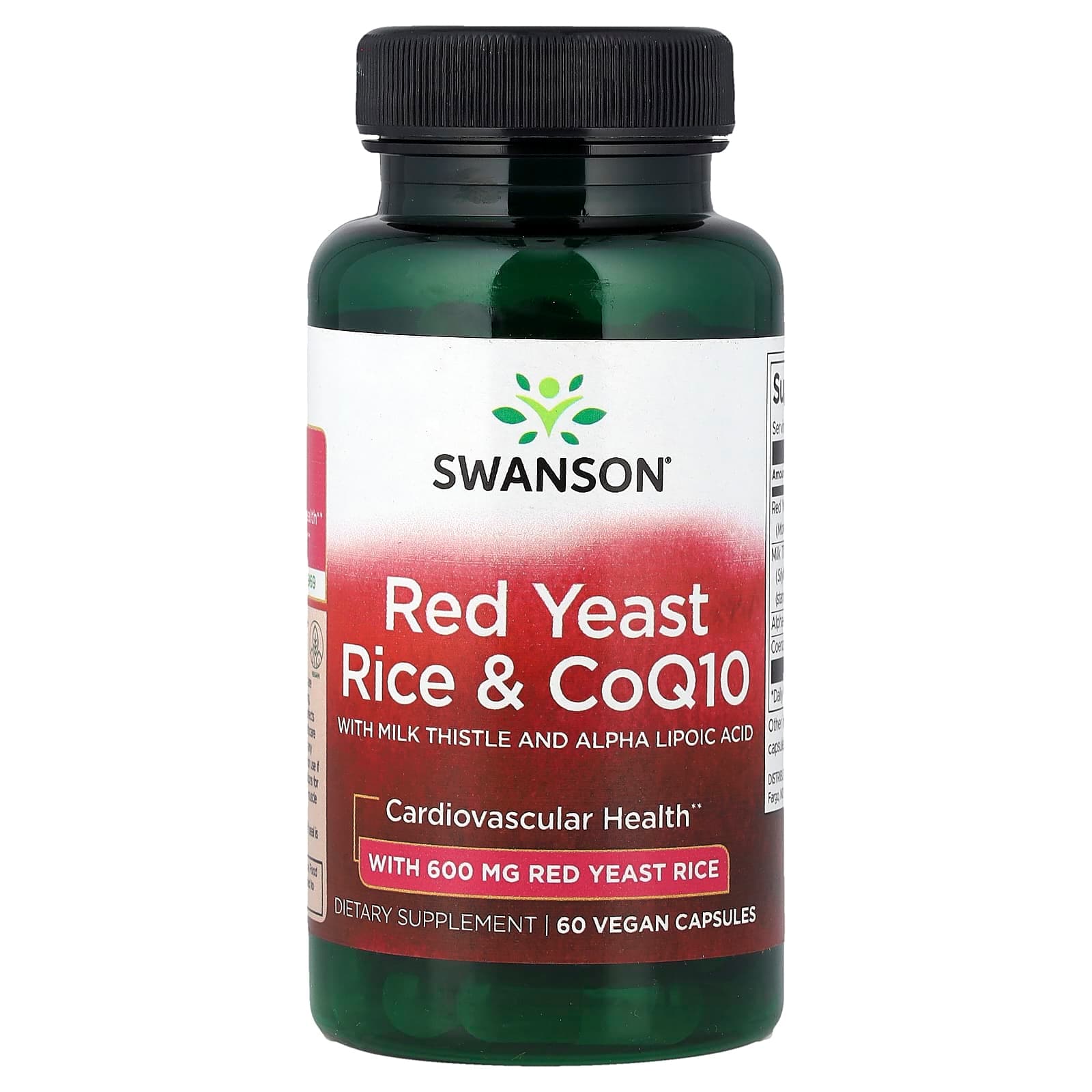 Swanson Vitamins Red Yeast Rice & CoQ10 with Milk Thistle and Alpha Lipoic Acid – 60 gélules véganes de Swanson Vitamins