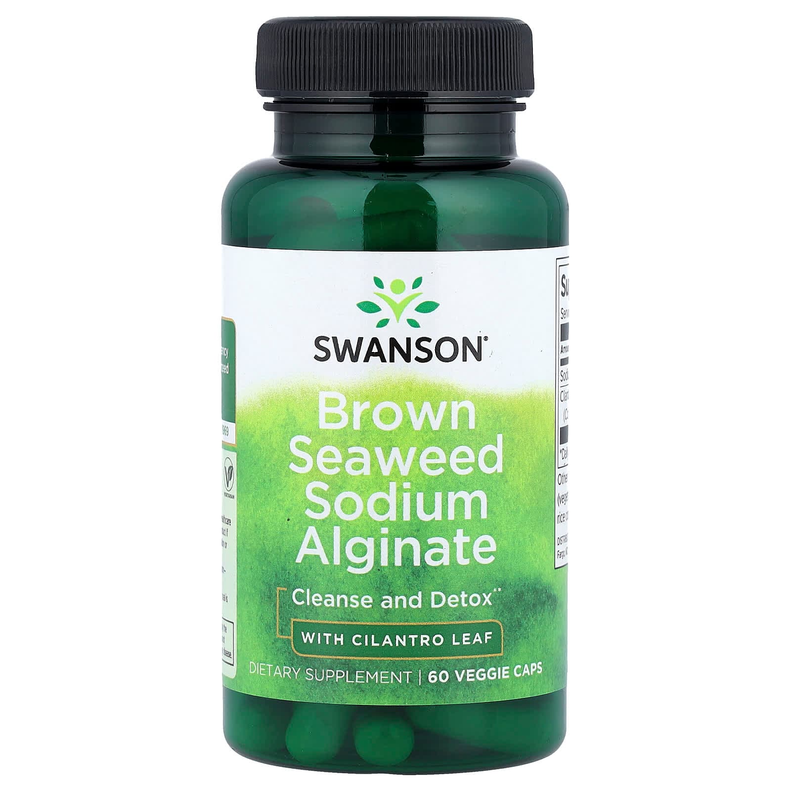 Swanson Vitamins Brown Seaweed Sodium Alginate with Cilantro Leaf – 60 gélules végétales de Swanson Vitamins