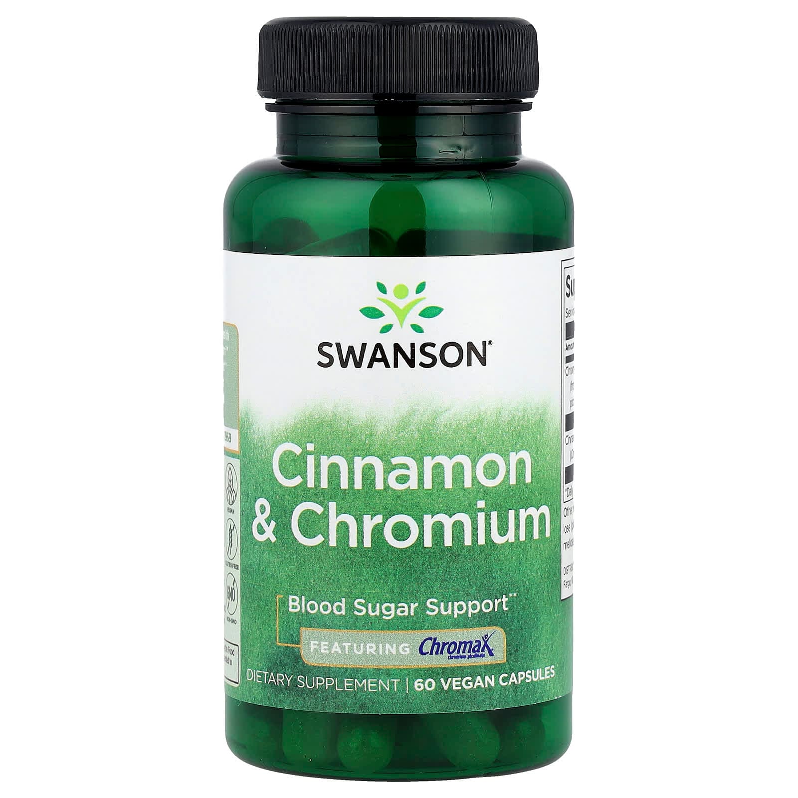 Swanson Vitamins Cinnamon & Chromium – Cinnamon & Chromium – 60 gélules véganes de Swanson Vitamins