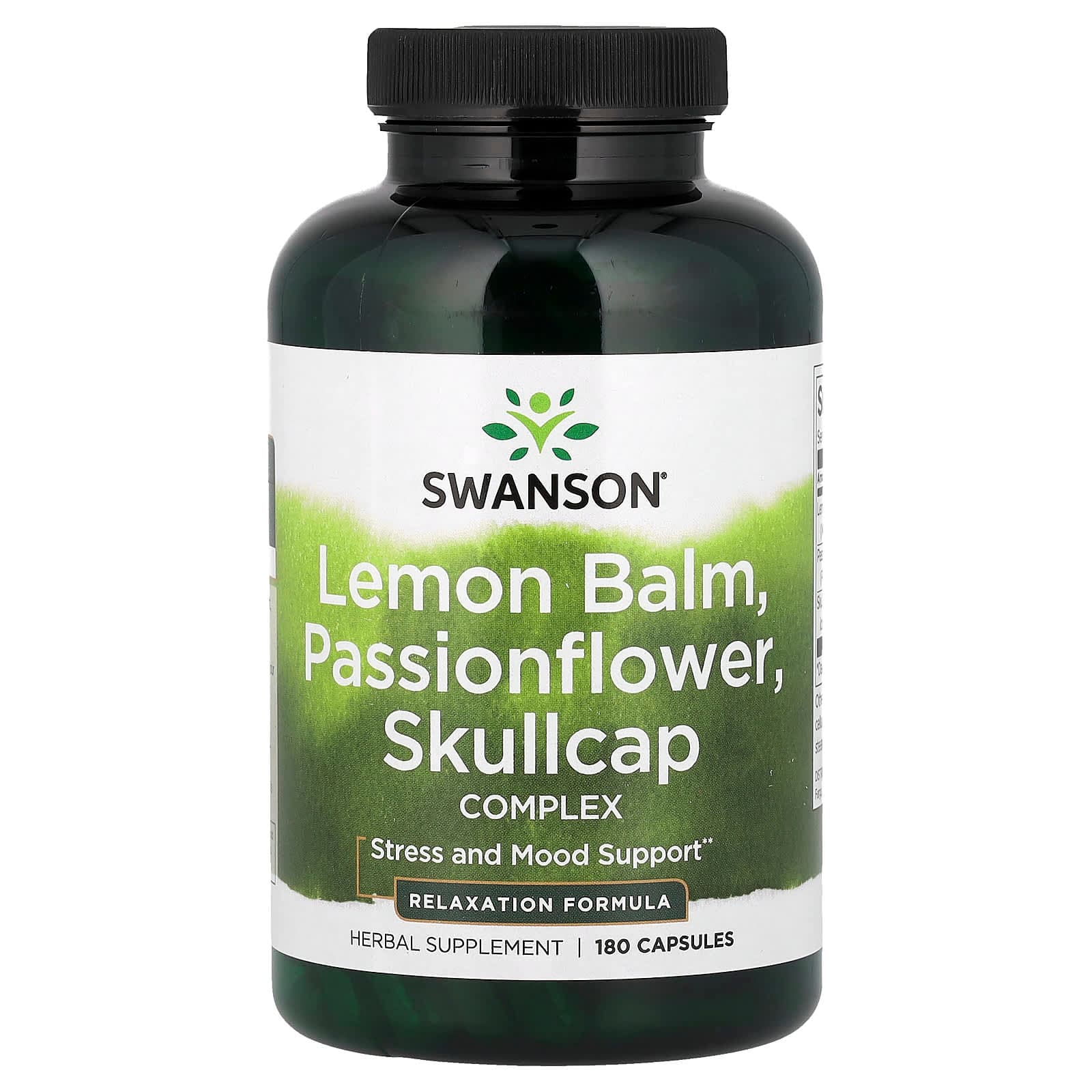 Swanson Vitamins Lemon Balm, Passionflower, Skullcap Complex – Lemon Balm – 180 gélules de Swanson Vitamins