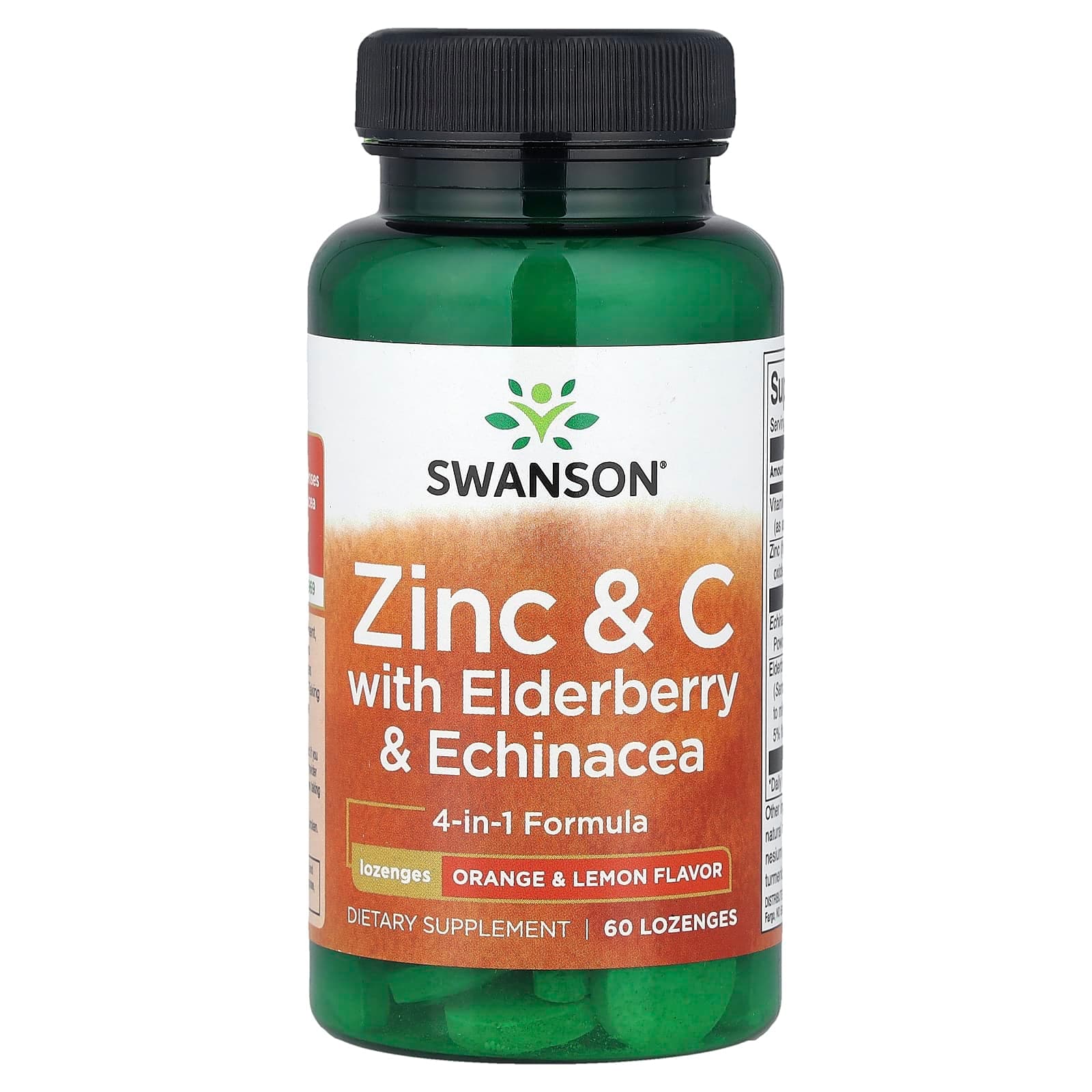 Swanson Vitamins Zinc & C with Elderberry & Echinacea, Orange & Lemon – Zinc & C with Elderberry & Echinacea – 60 pastilles de Swanson Vitamins