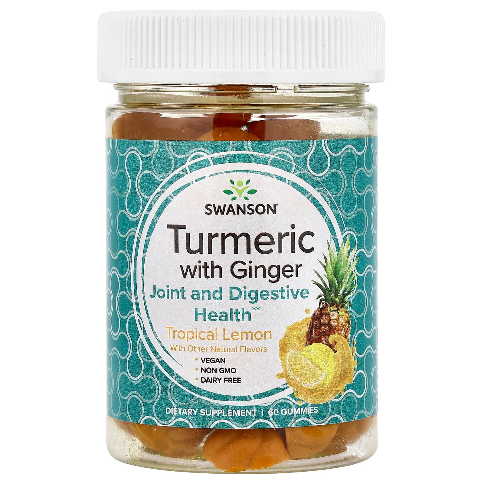 Swanson Vitamins Turmeric With Ginger Gummies – Tropical Lemon – 60 gommes de Swanson Vitamins