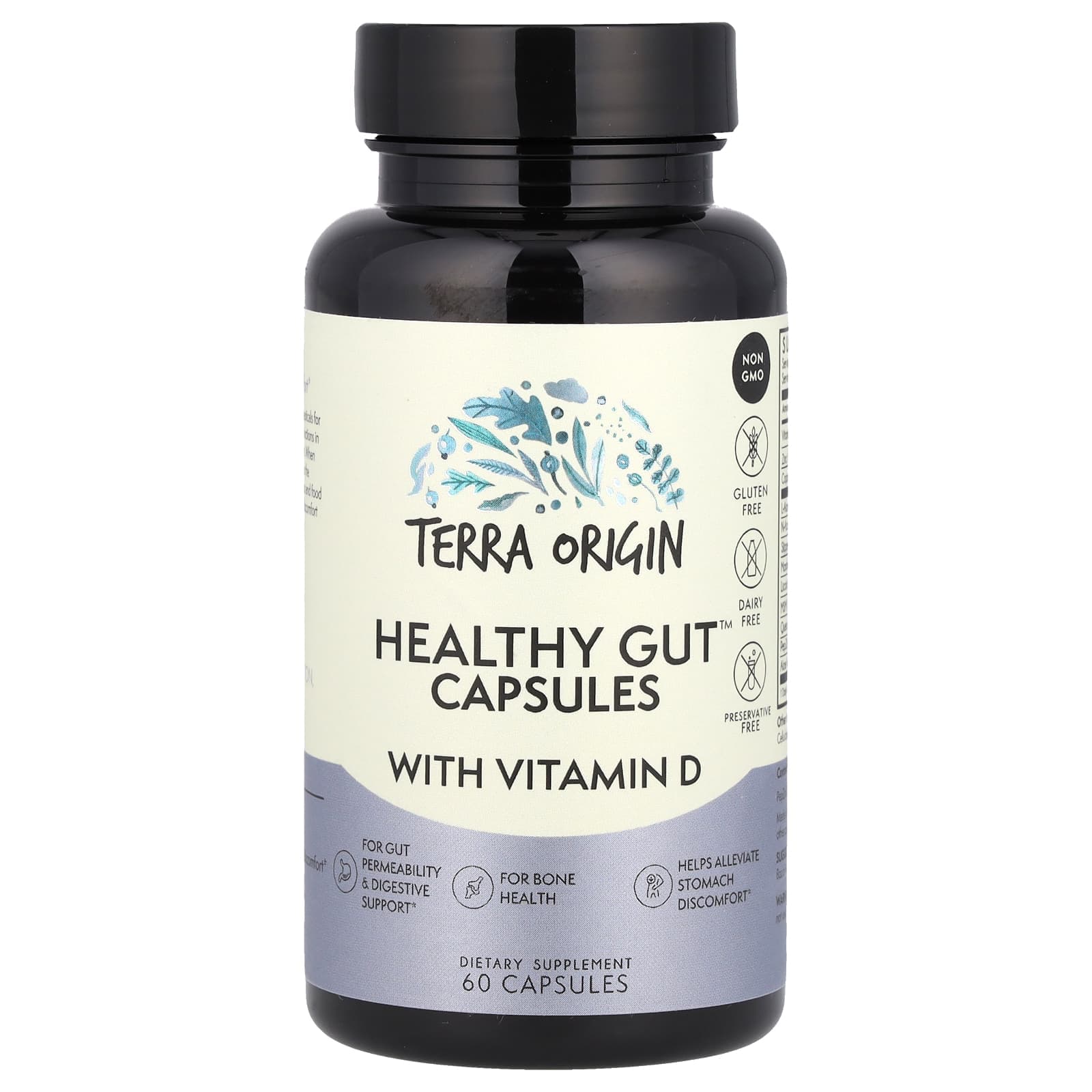 Terra Origin Healthy Gut Capsules with Vitamin D – 60 gélules de Terra Origin