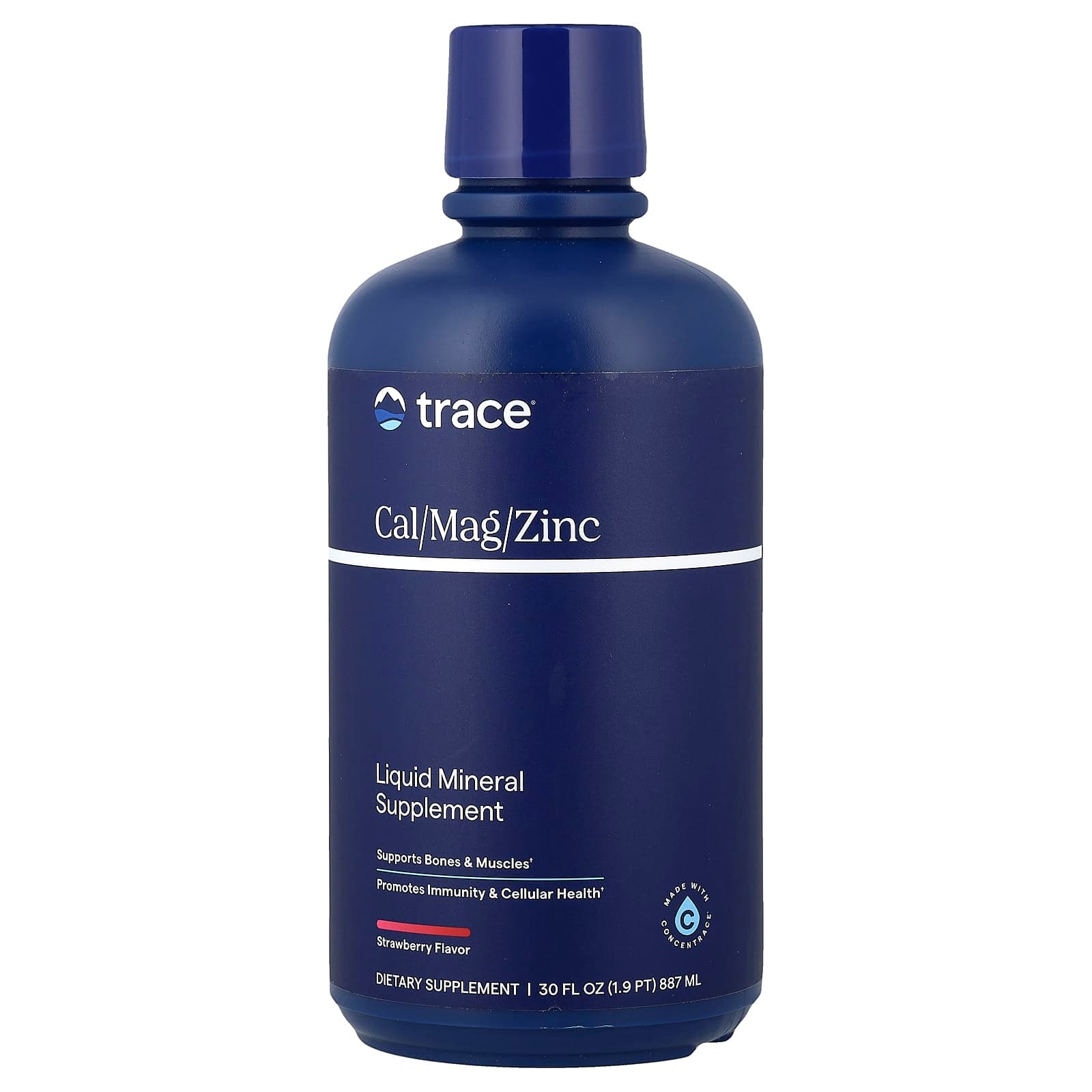 Trace Liquid Mineral Supplement, Cal/Mag/Zinc – Strawberry – 887 ml de Trace