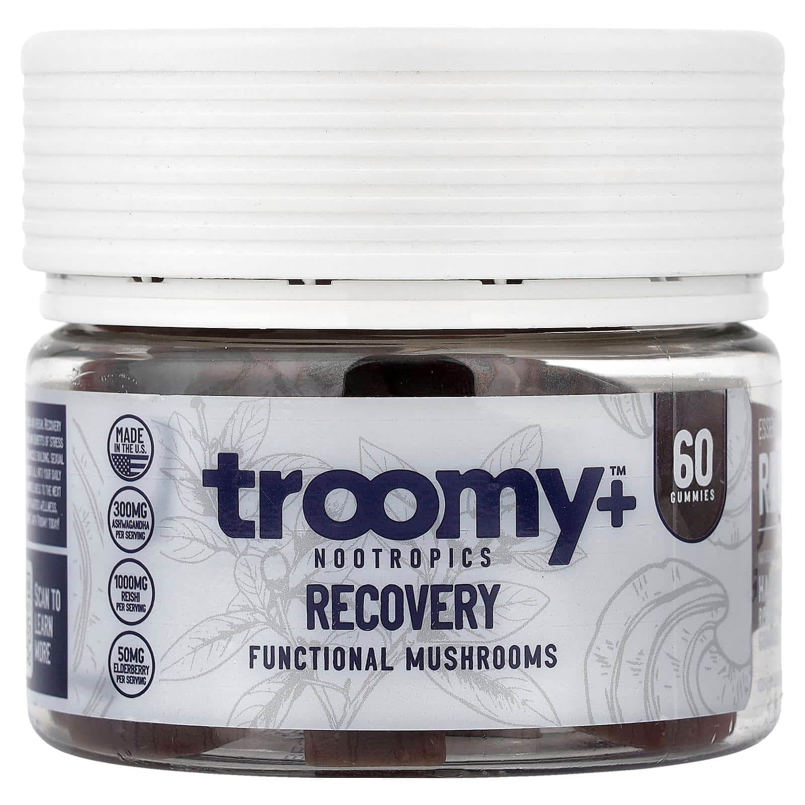 Troomy Nootropics Recovery, Functional Mushrooms Gummies – Harvest Berry Acai – 60 gommes de Troomy Nootropics
