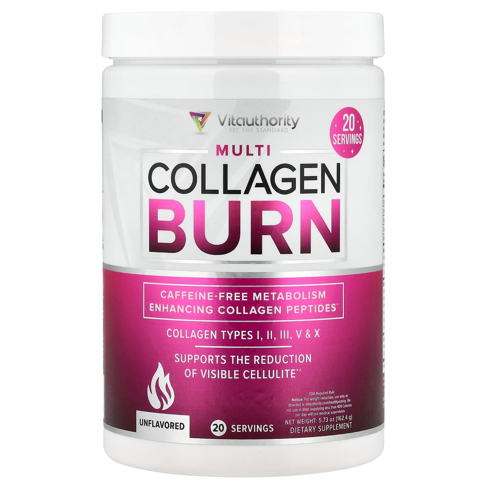 Vitauthority Multi Collagen Burn – Sans arôme – 162,4 g de Vitauthority