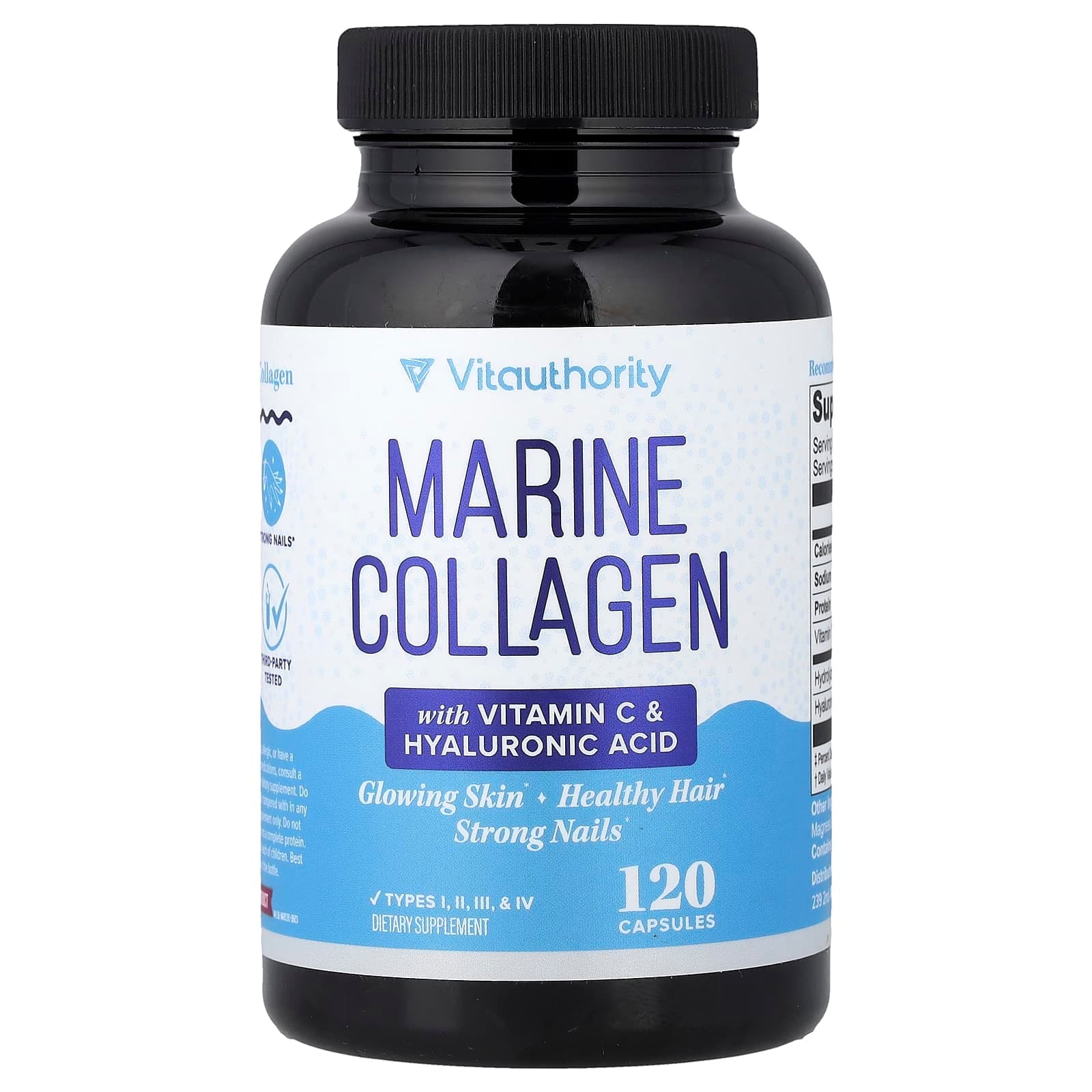 Vitauthority Marine Collagen with Vitamin C & Hyaluronic Acid – 120 gélules de Vitauthority