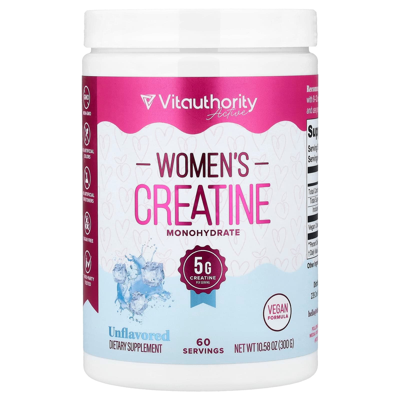 Vitauthority Active, Women's Creatine Monohydrate – Sans arôme – 300 g de Vitauthority