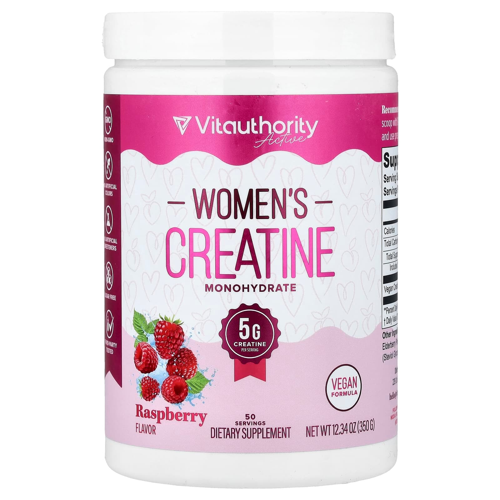 Vitauthority Active, Women's Creatine Monohydrate – Raspberry – 350 g de Vitauthority